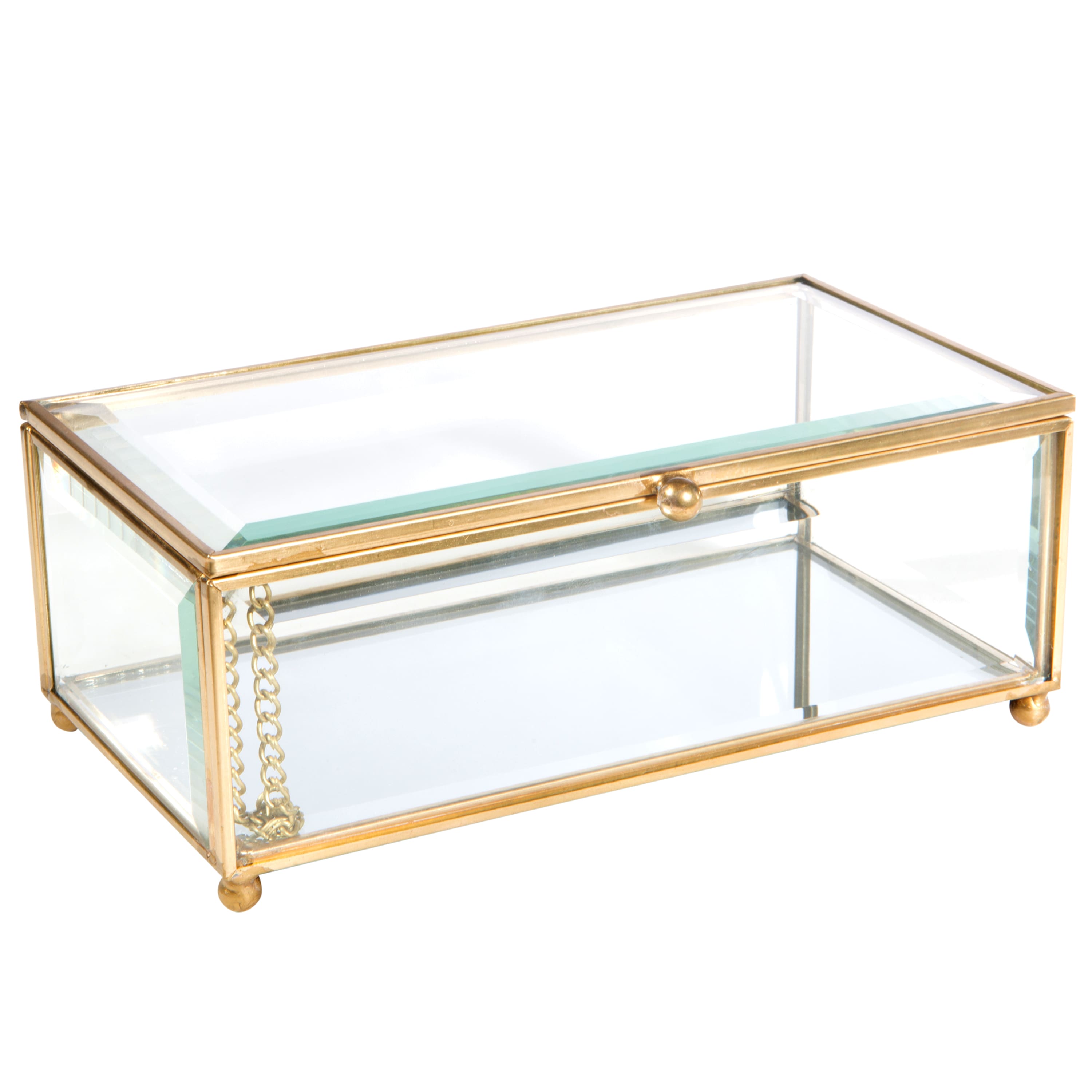 Home Details Vintage Mirrored Bottom Gold Rectangular Keepsake Box