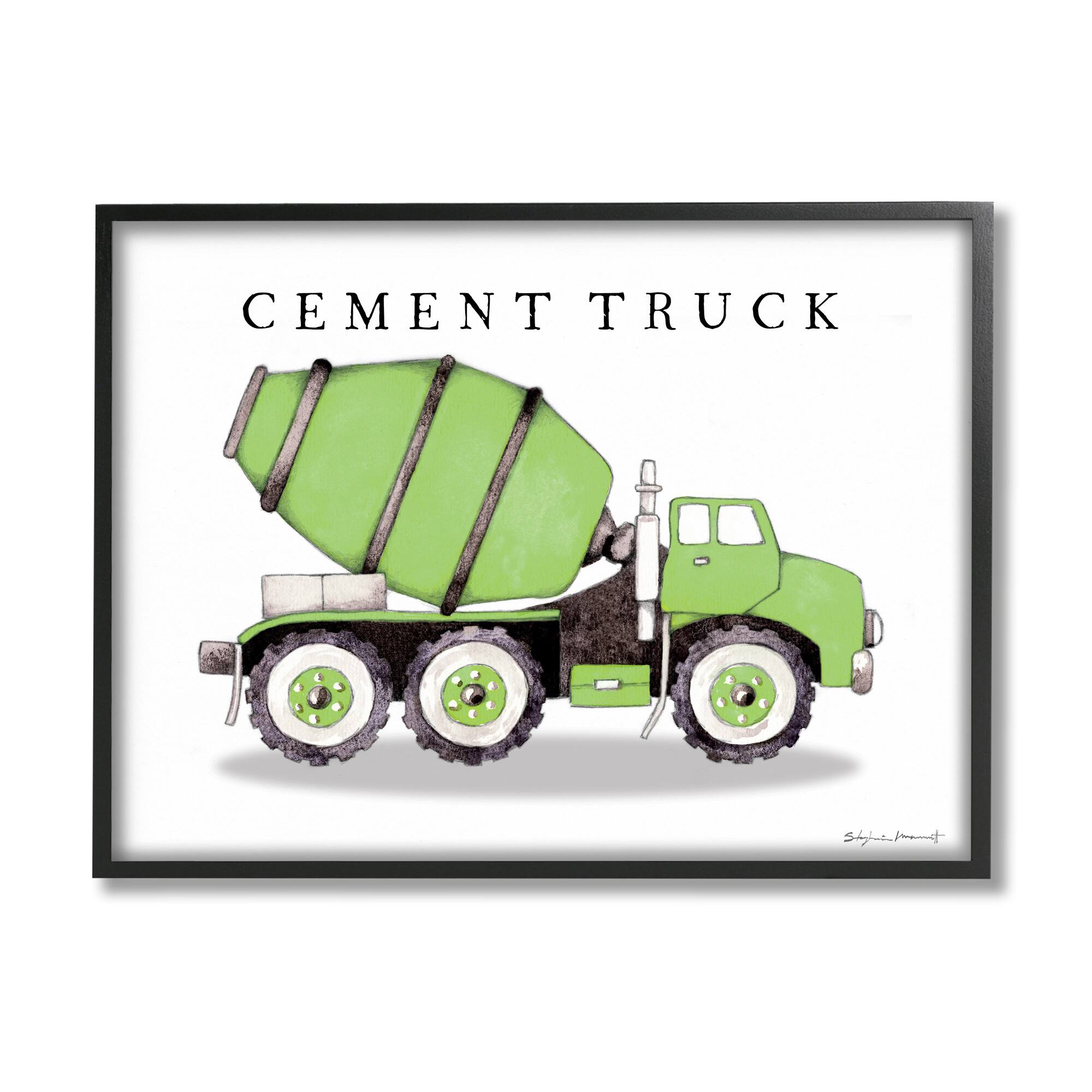 Stupell Industries Green Cement Truck Black Framed Wall Art