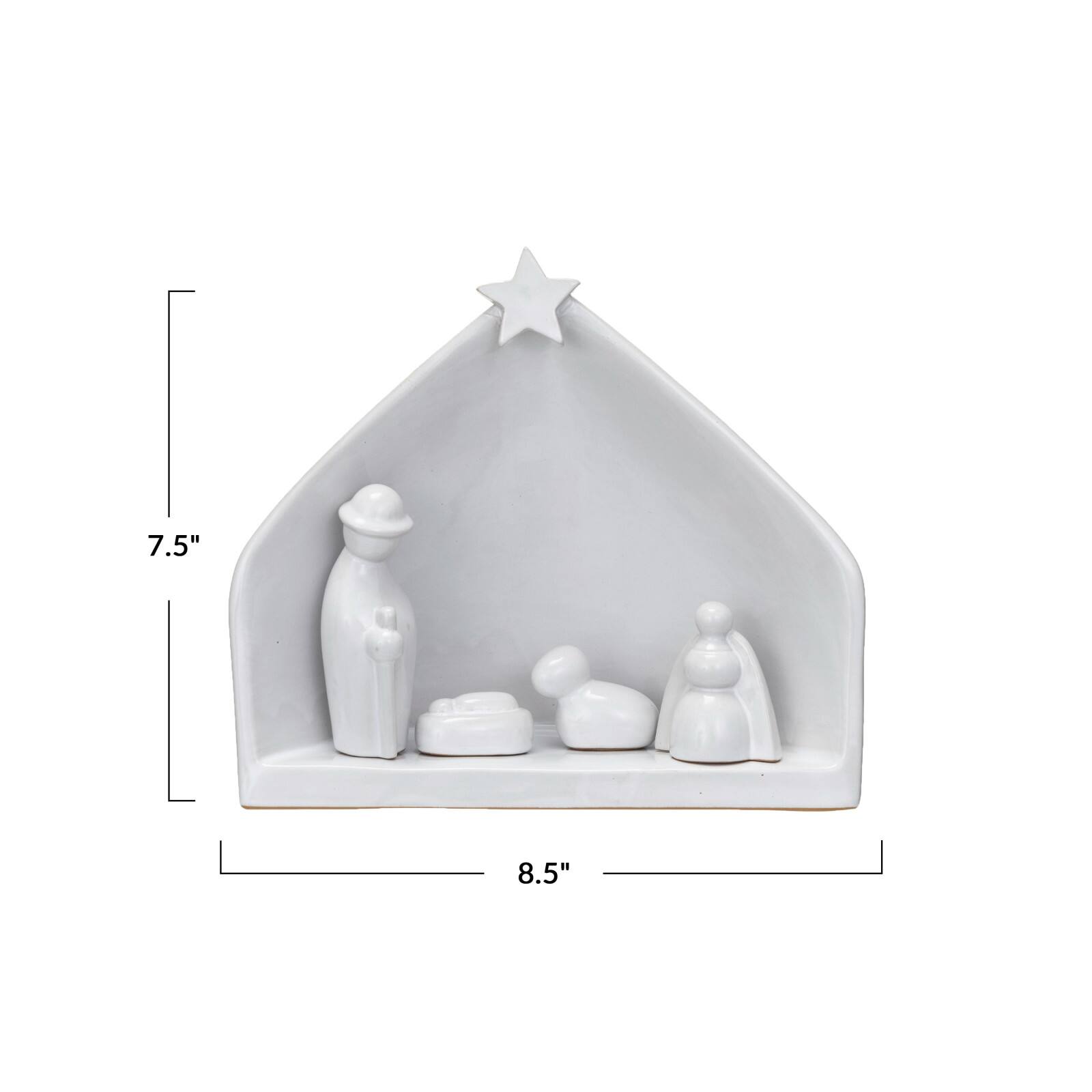 Hello Honey&#xAE; 8.5&#x22; White Reactive Glaze Stoneware Nativity Set
