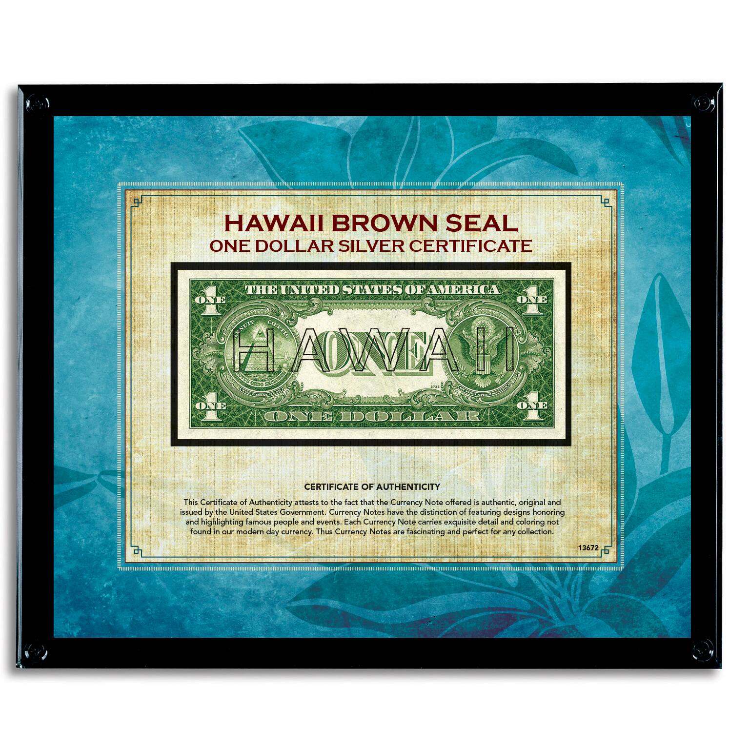 Hawaii Brown Seal Note in Acrylic Frame