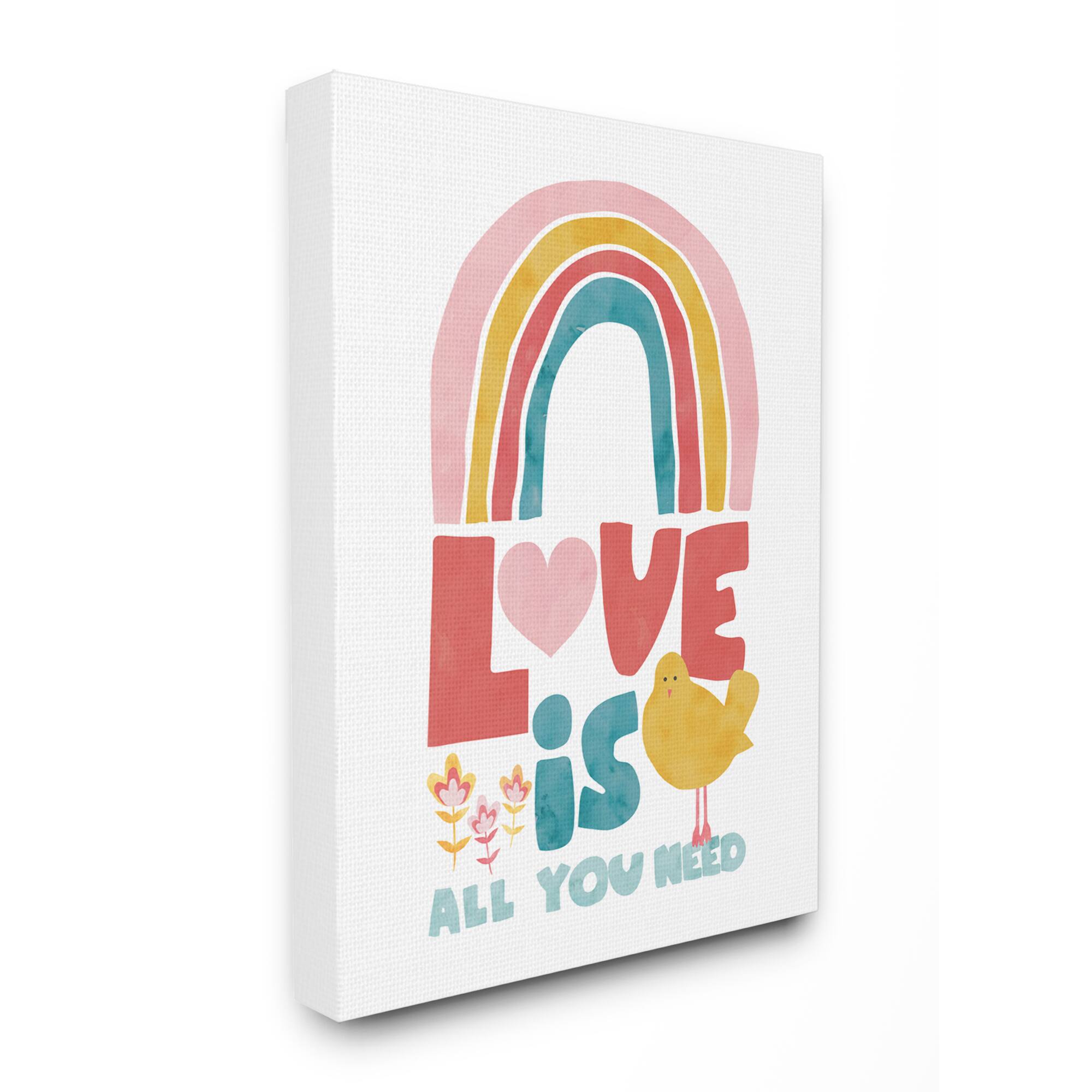 Stupell Industries Whimsical Rainbow Love Is All You Need Canvas Wall Art