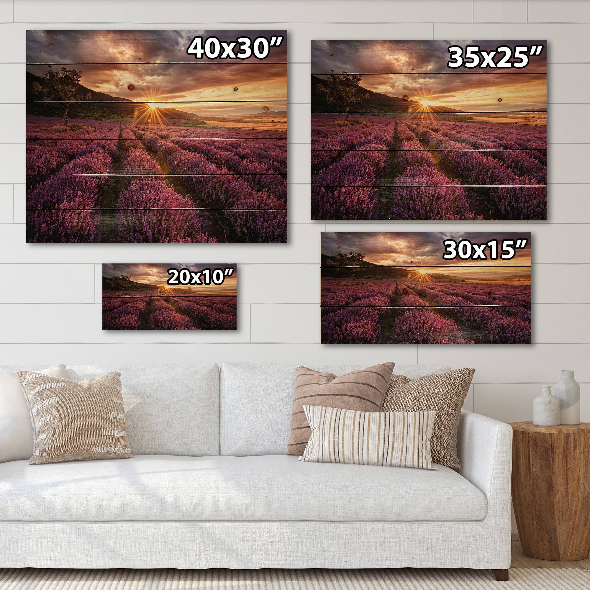 Designart - Sunrise & Dramatic Clouds Over Lavender Field IV