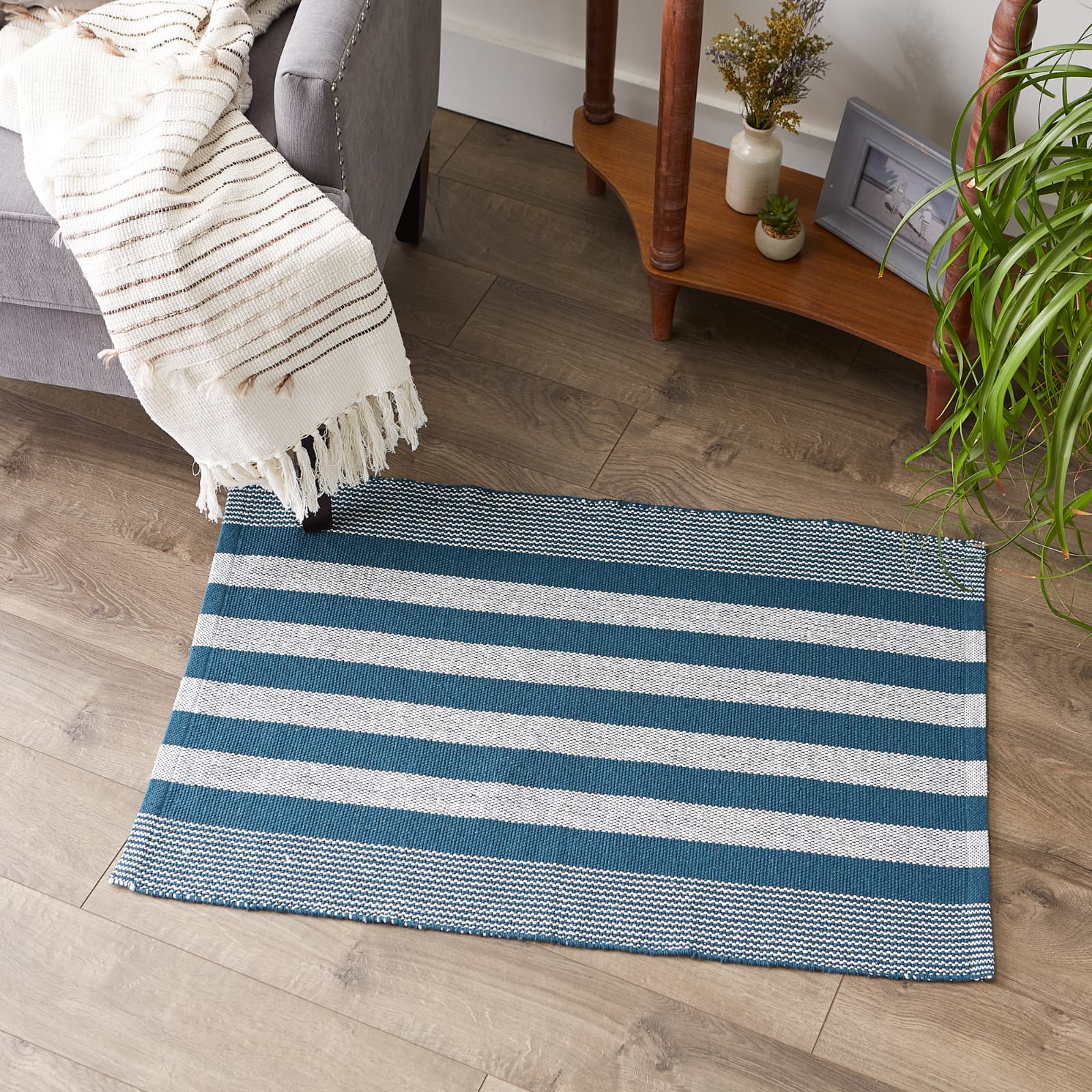 DII® Cabana Stripe Handwoven Recycled Yarn Rug, 2ft. x 3ft.