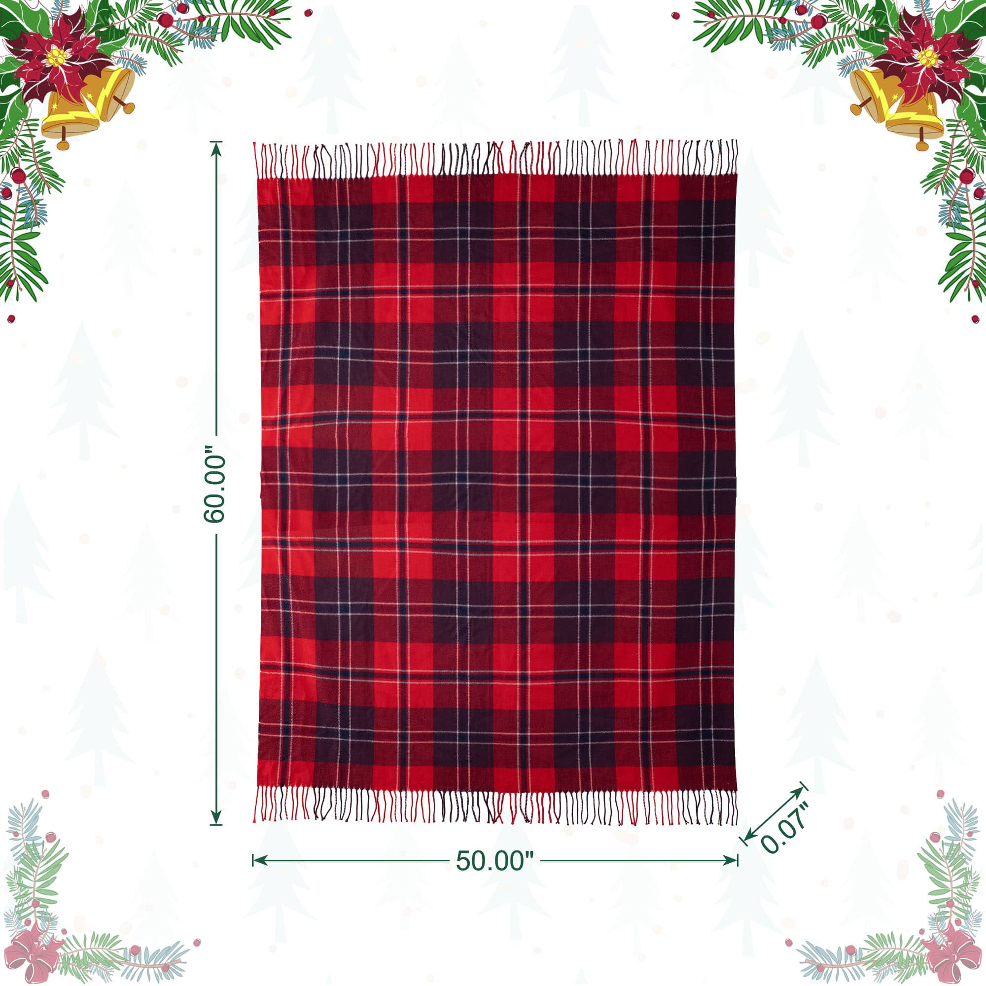 Glitzhome&#xAE; 60&#x22; Plaid Woven Acrylic Throw