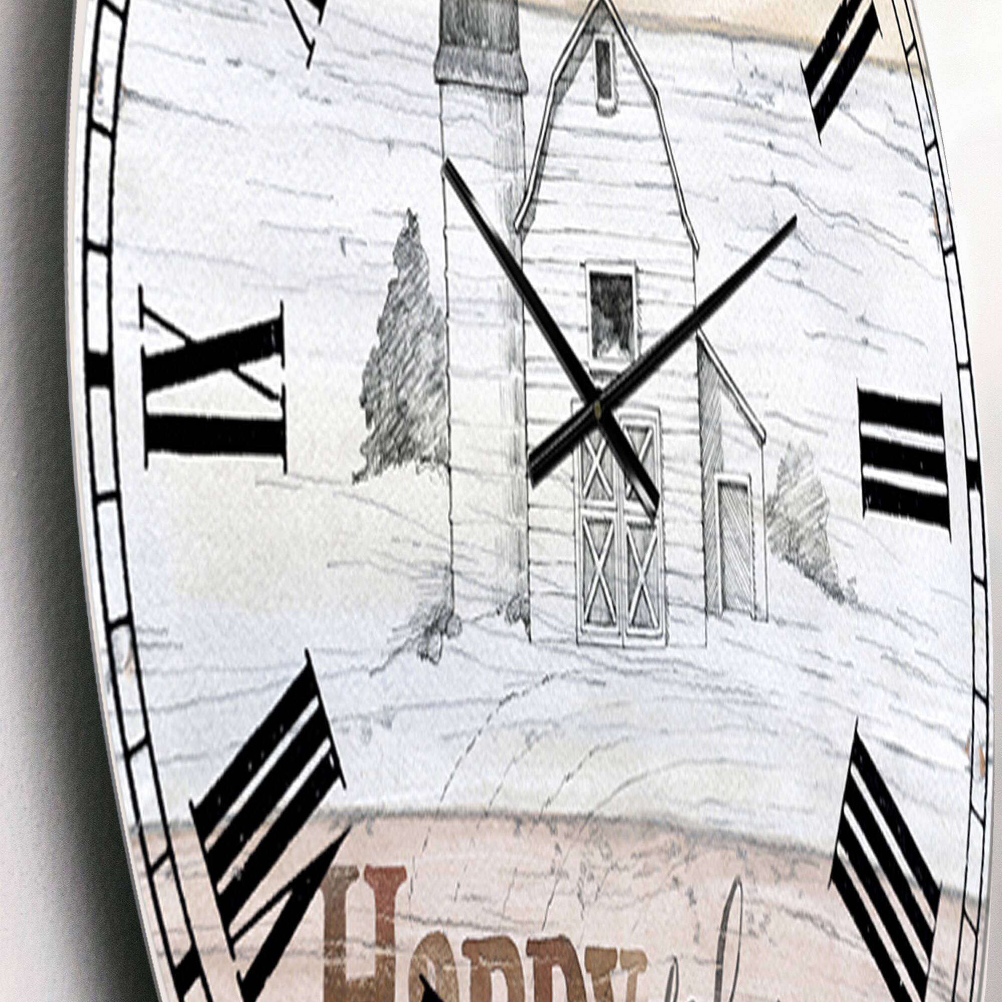 Designart &#x27;Farmhouse Moment Barns Farmhouse Wall Clock
