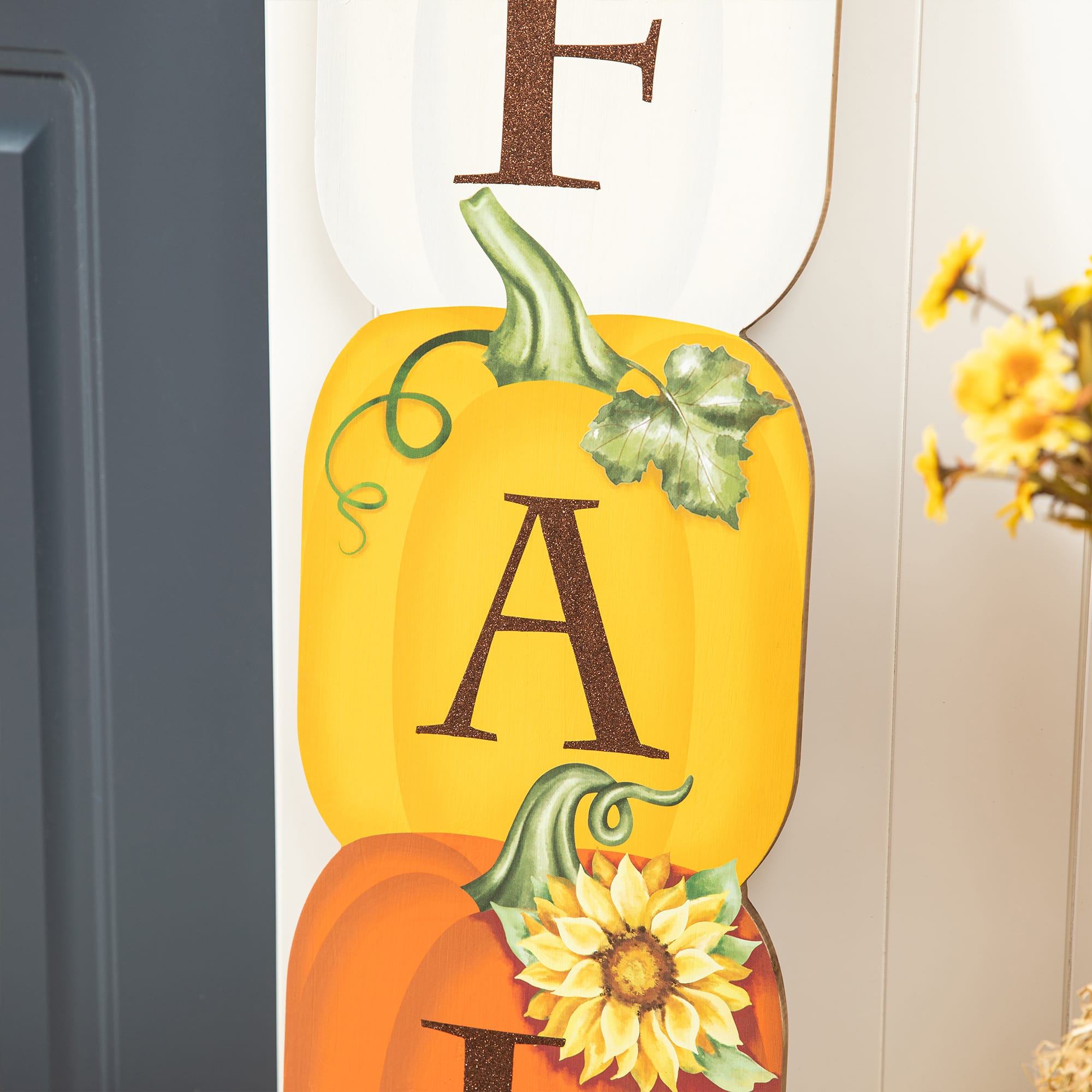 Glitzhome® 3.5ft. Fall Wood Stacked Pumpkin Porch Décor