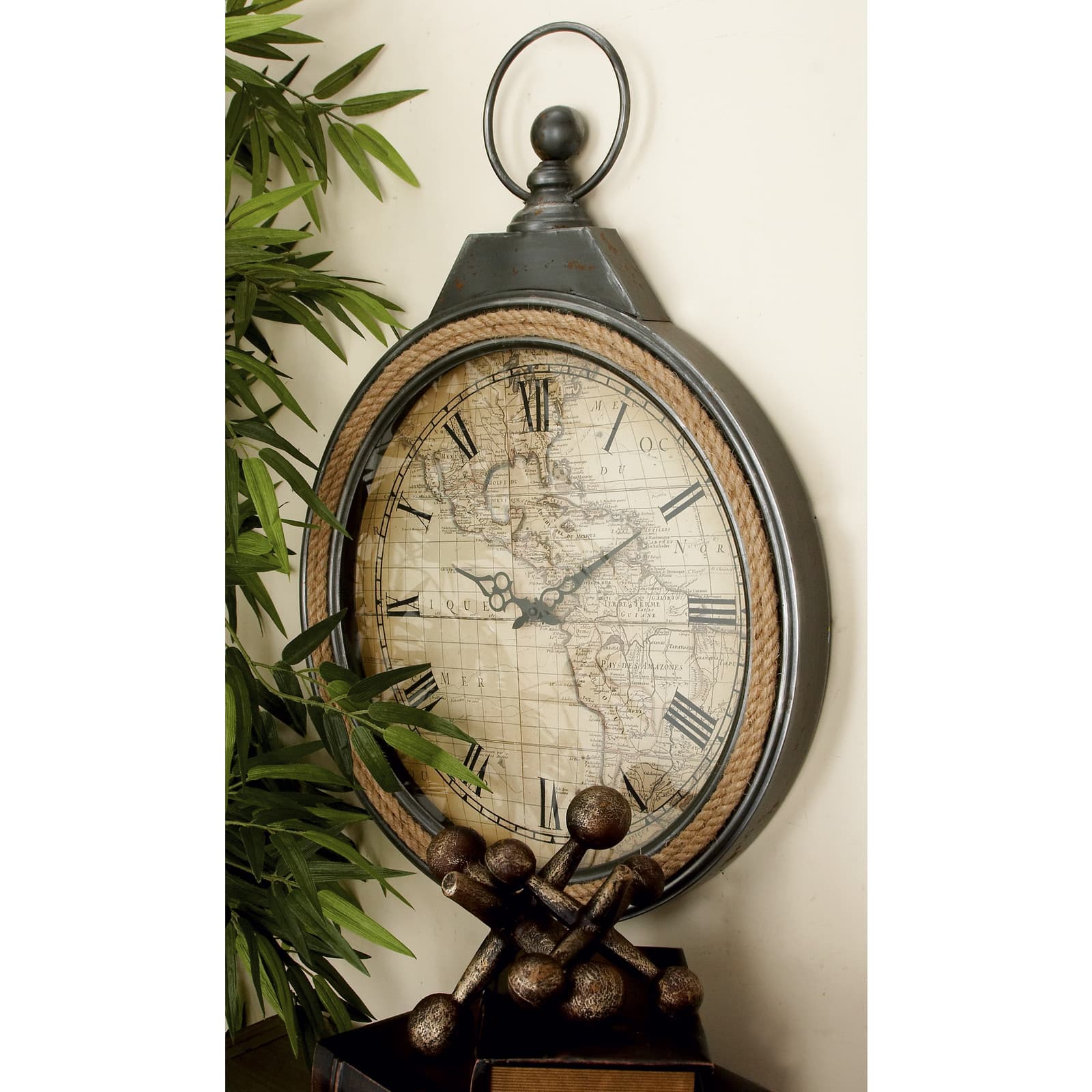 30&#x22; Brown Metal Coastal Wall Clock