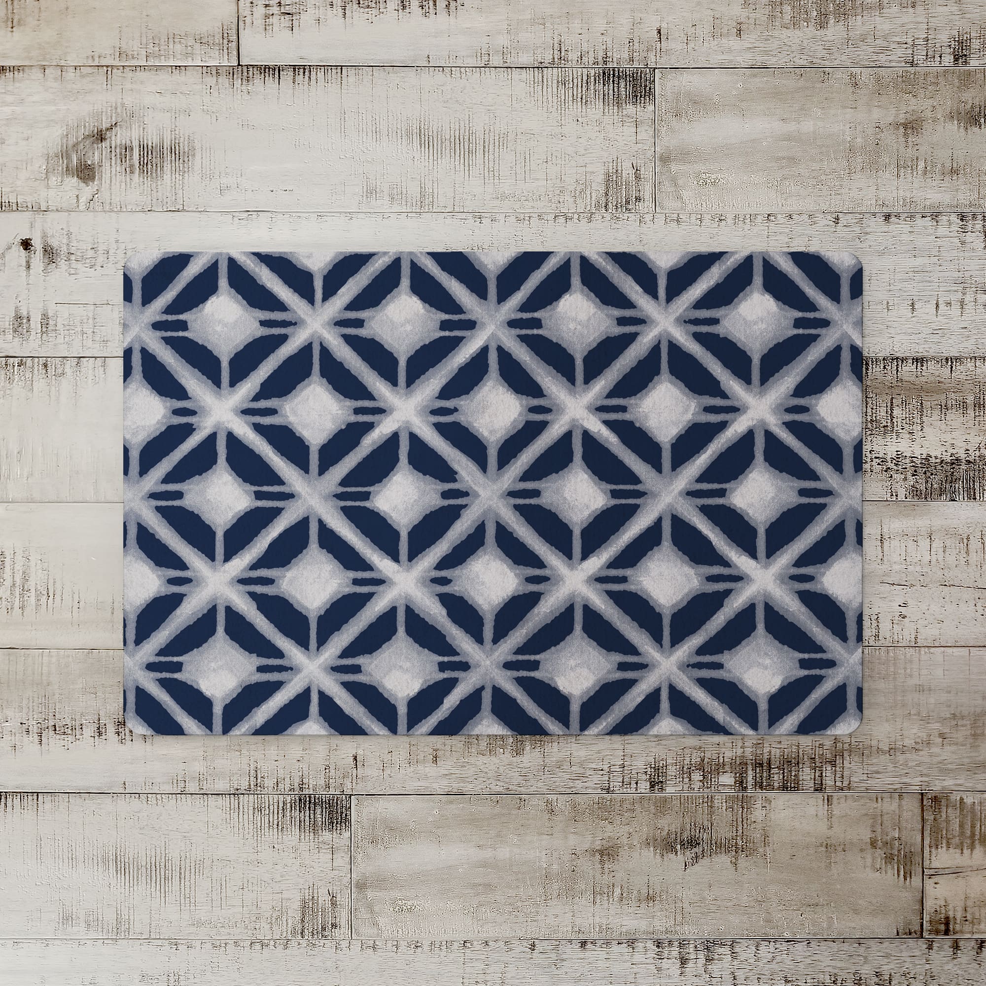 Navy and Gray Diamond 27" x 18" Floor Mat