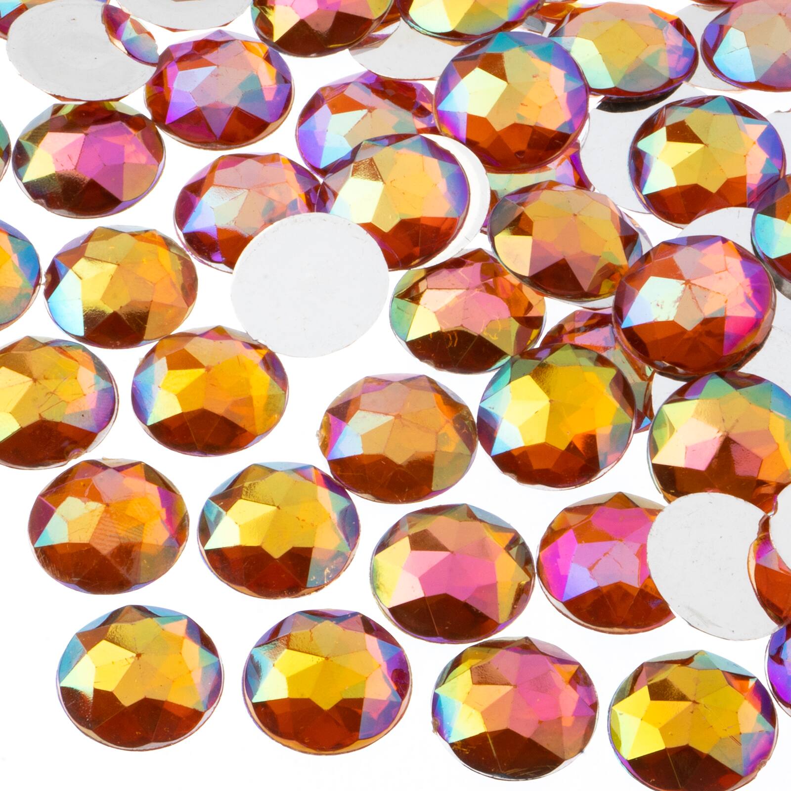 John Bead 16mm AB Acrylic Round Flat Back Rhinestones, 200ct.