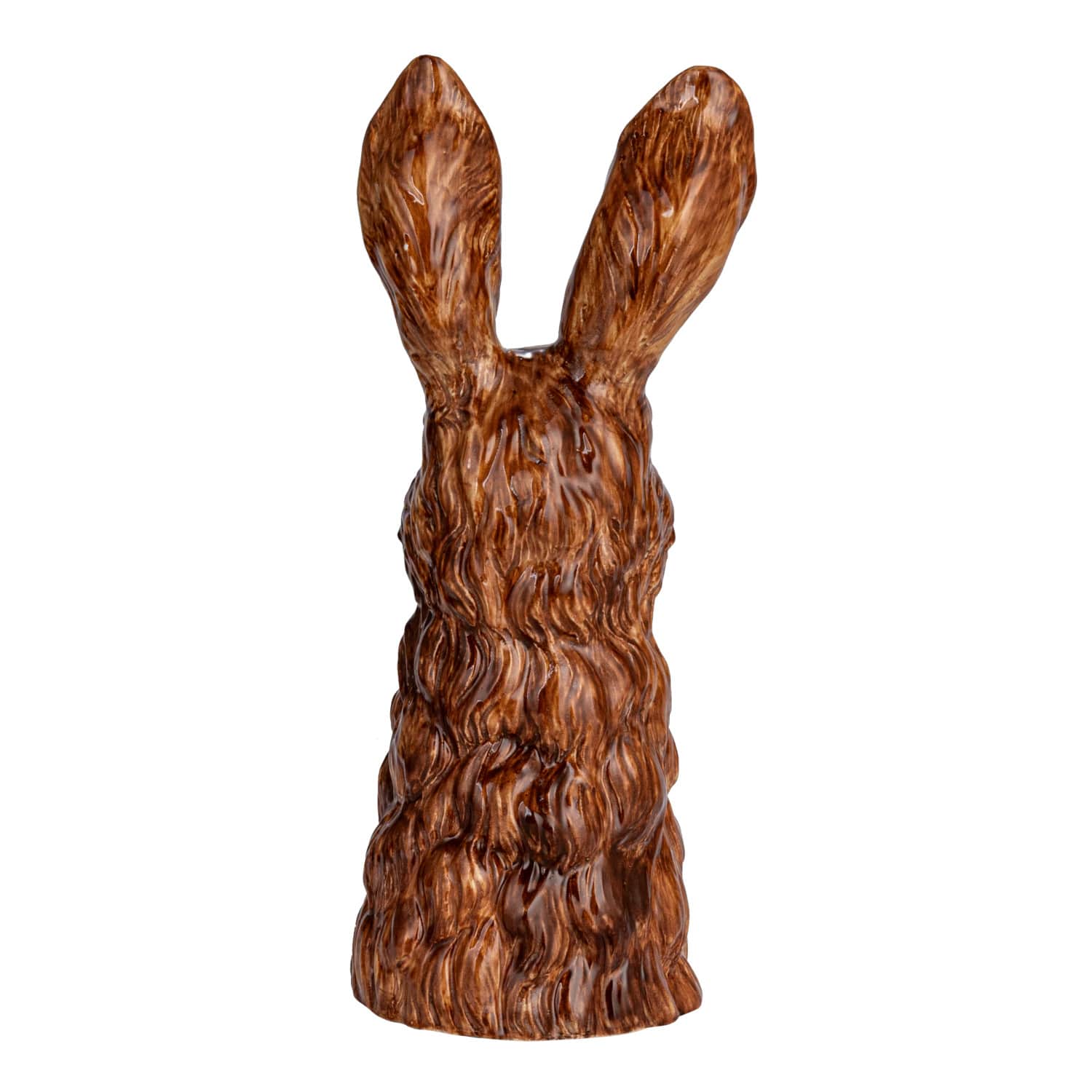 Hello Honey® 11.75" Brown & White Hand-Painted Decorative Stoneware Rabbit Vase