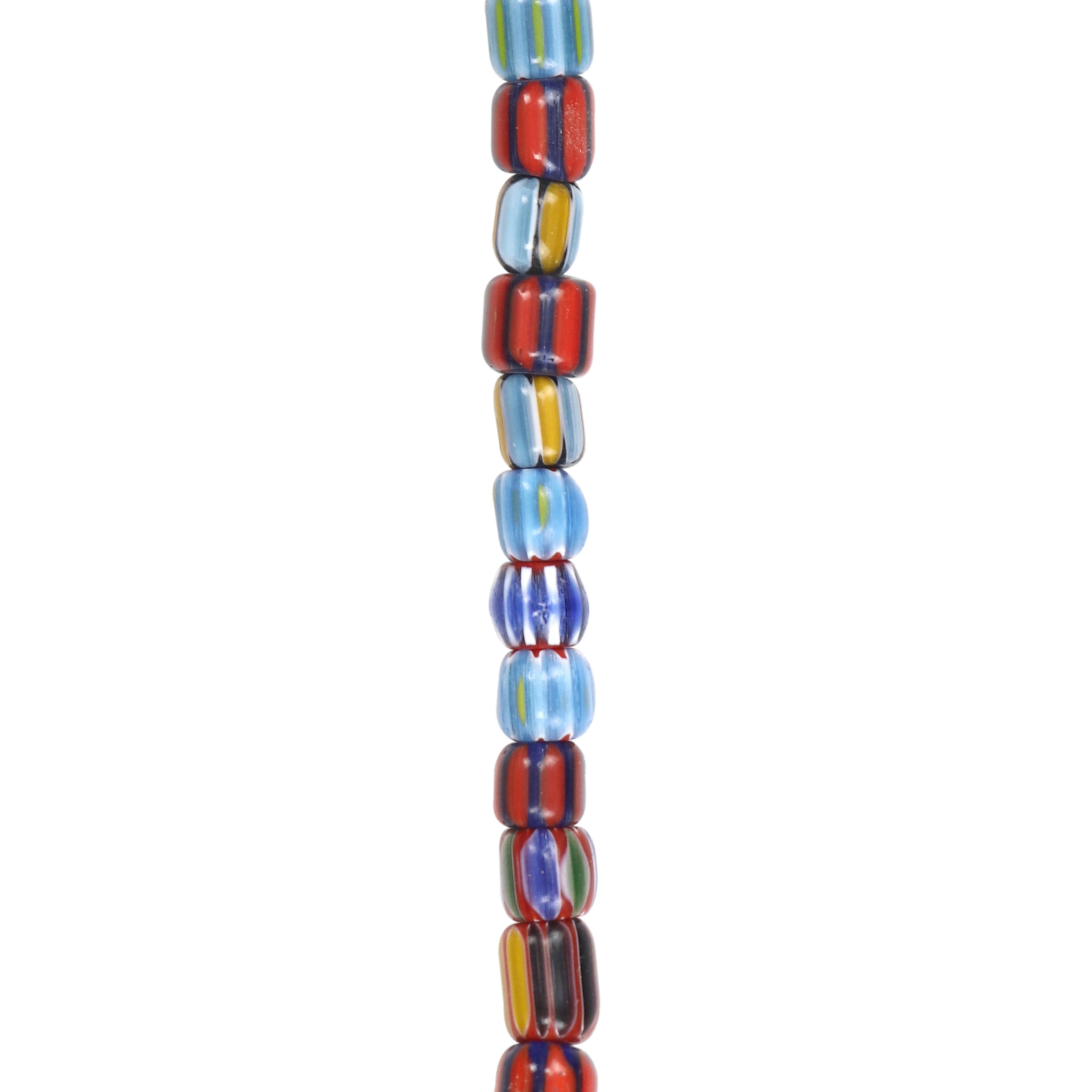 Multicolor Striped Lamp Work Glass Tube Beads by Bead Landing&#xAE;