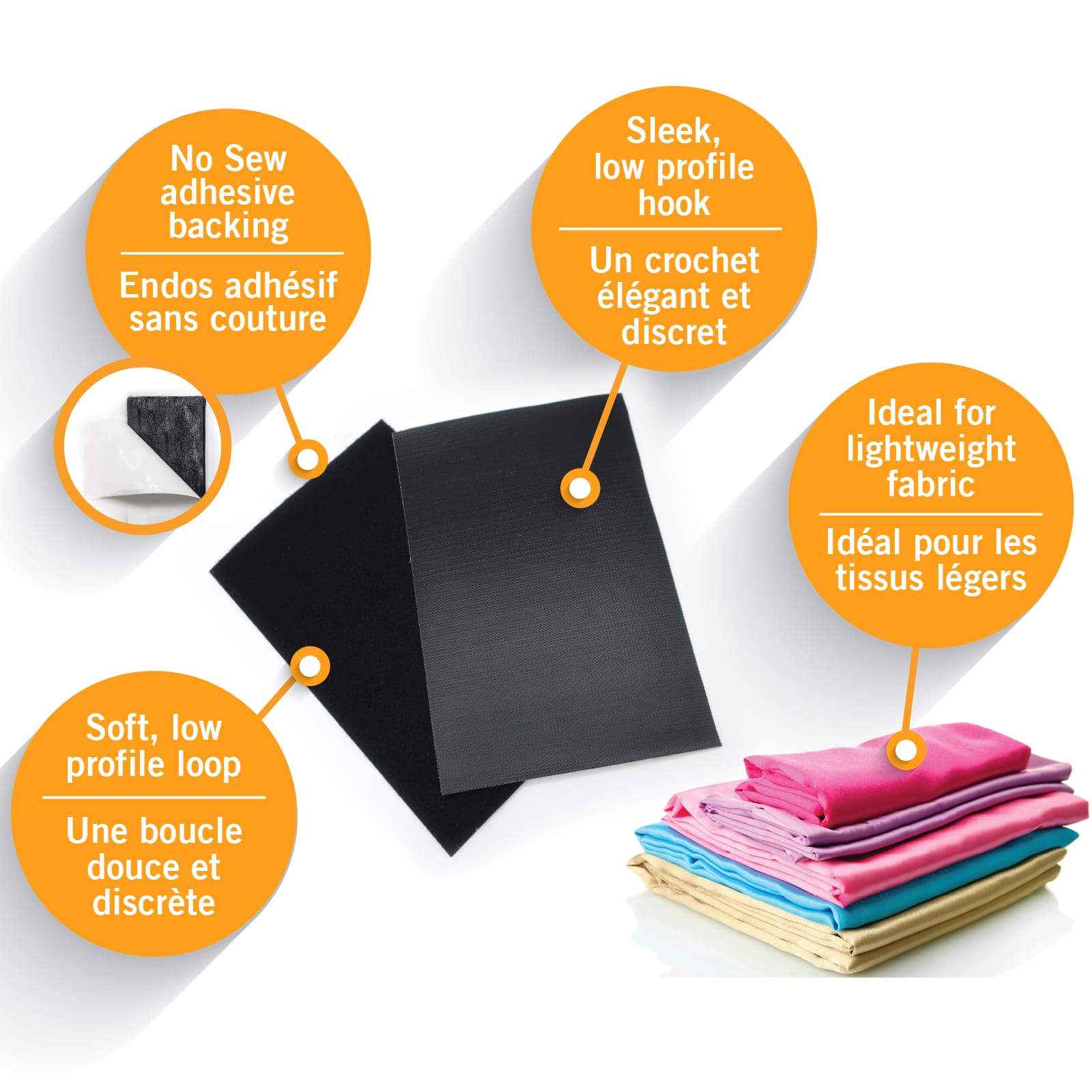 VELCRO® Brand Sleek & Thin™ Black Stick On Fastener Rectangle