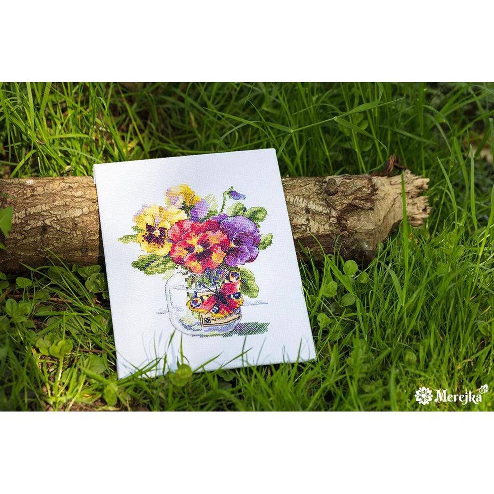 Merejka Pansies and Butterfly Counted Cross Stitch Kit