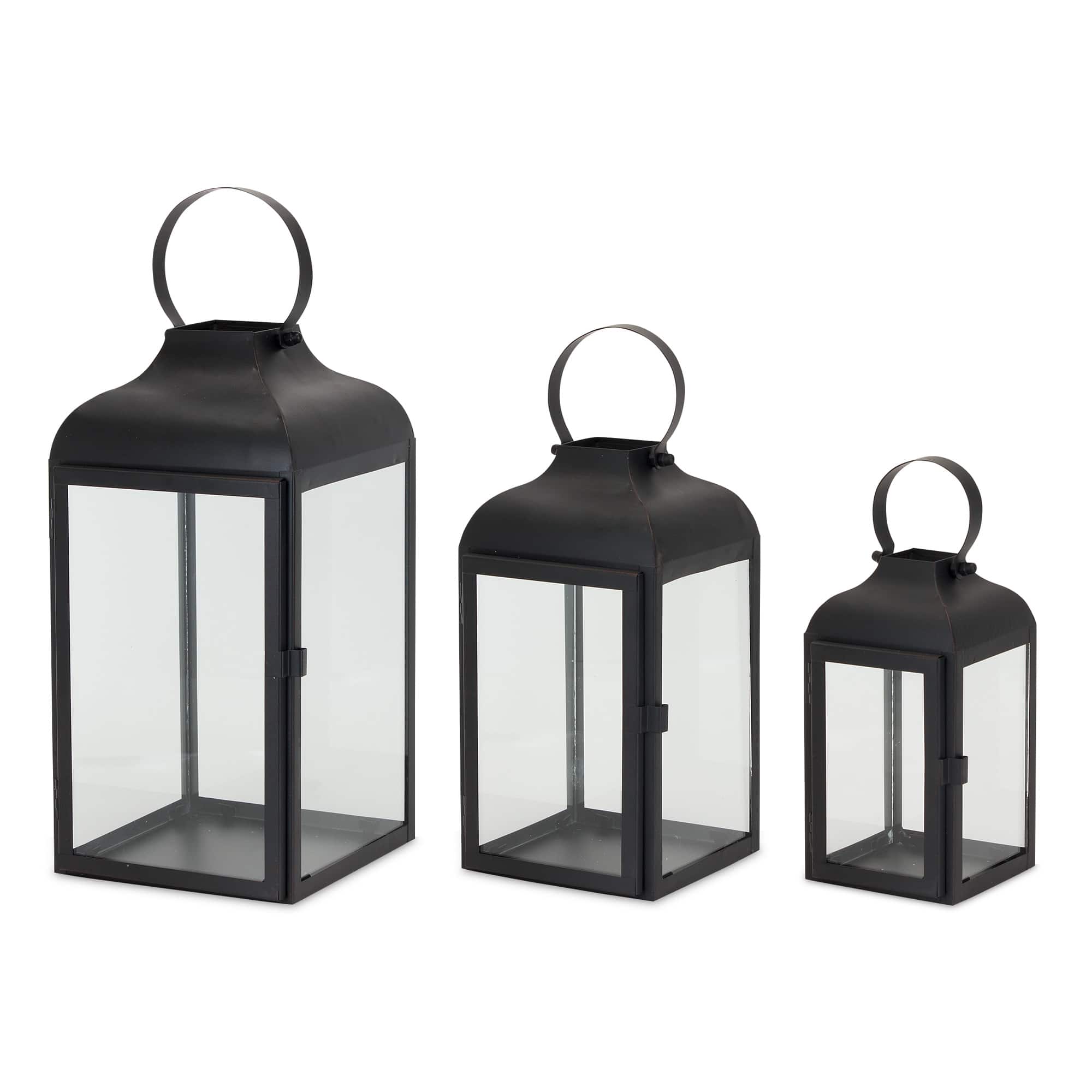 Black Iron Lantern Set, 10", 12.75" & 16"
