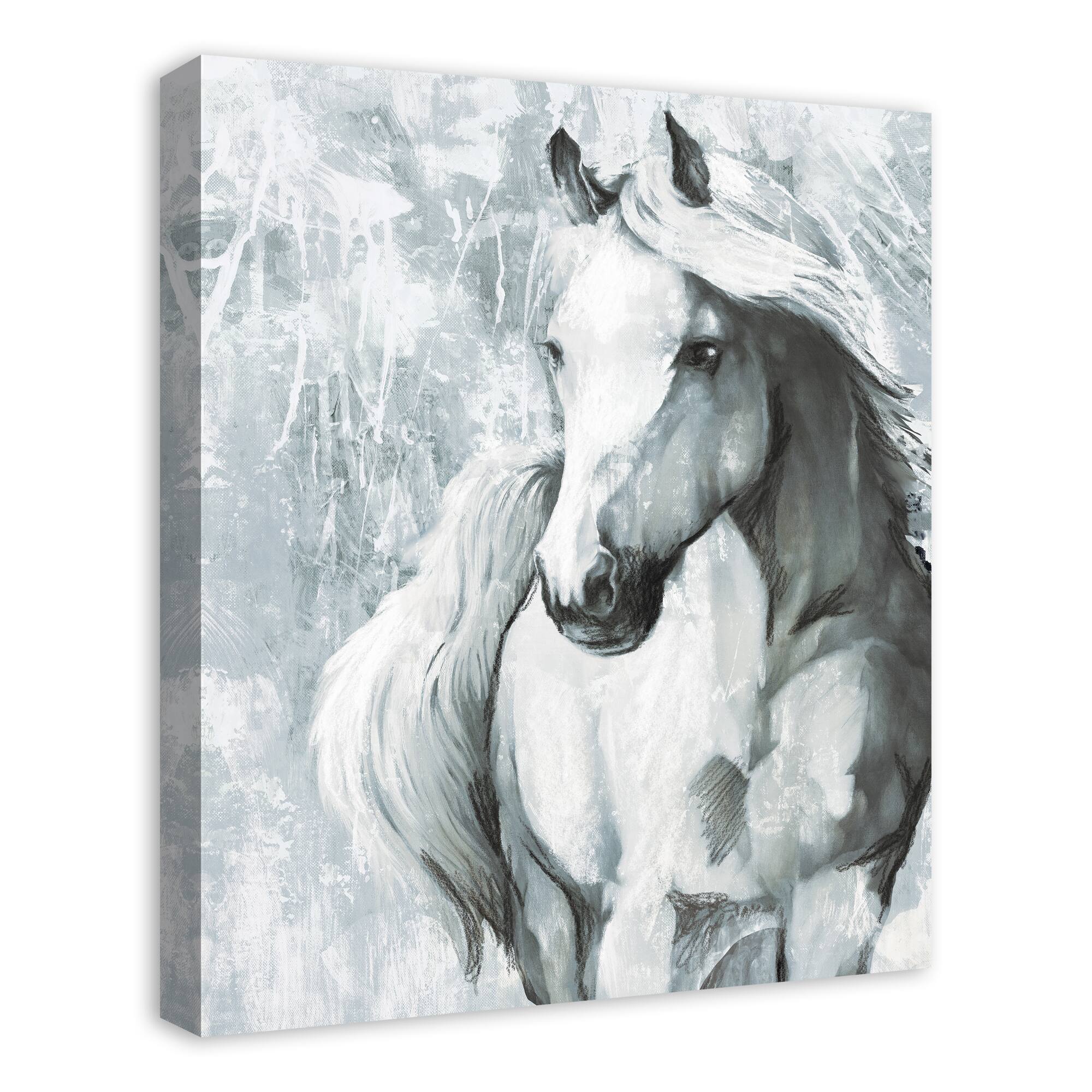 Blue Gray Horse 20&#x22; x 24&#x22; Canvas Wall Art