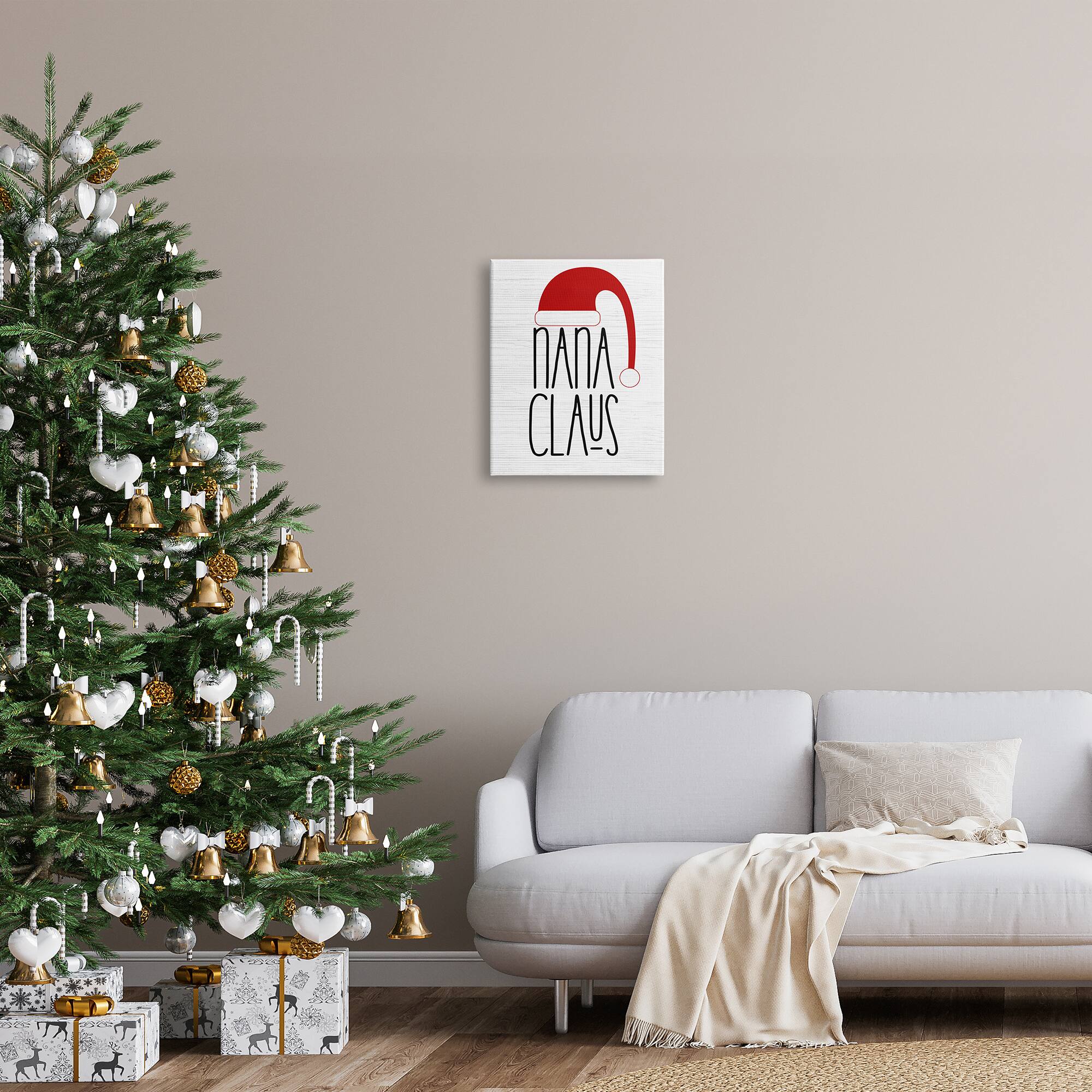 Stupell Industries Nana Claus Fun Santa Hat Phrase Canvas Wall Art