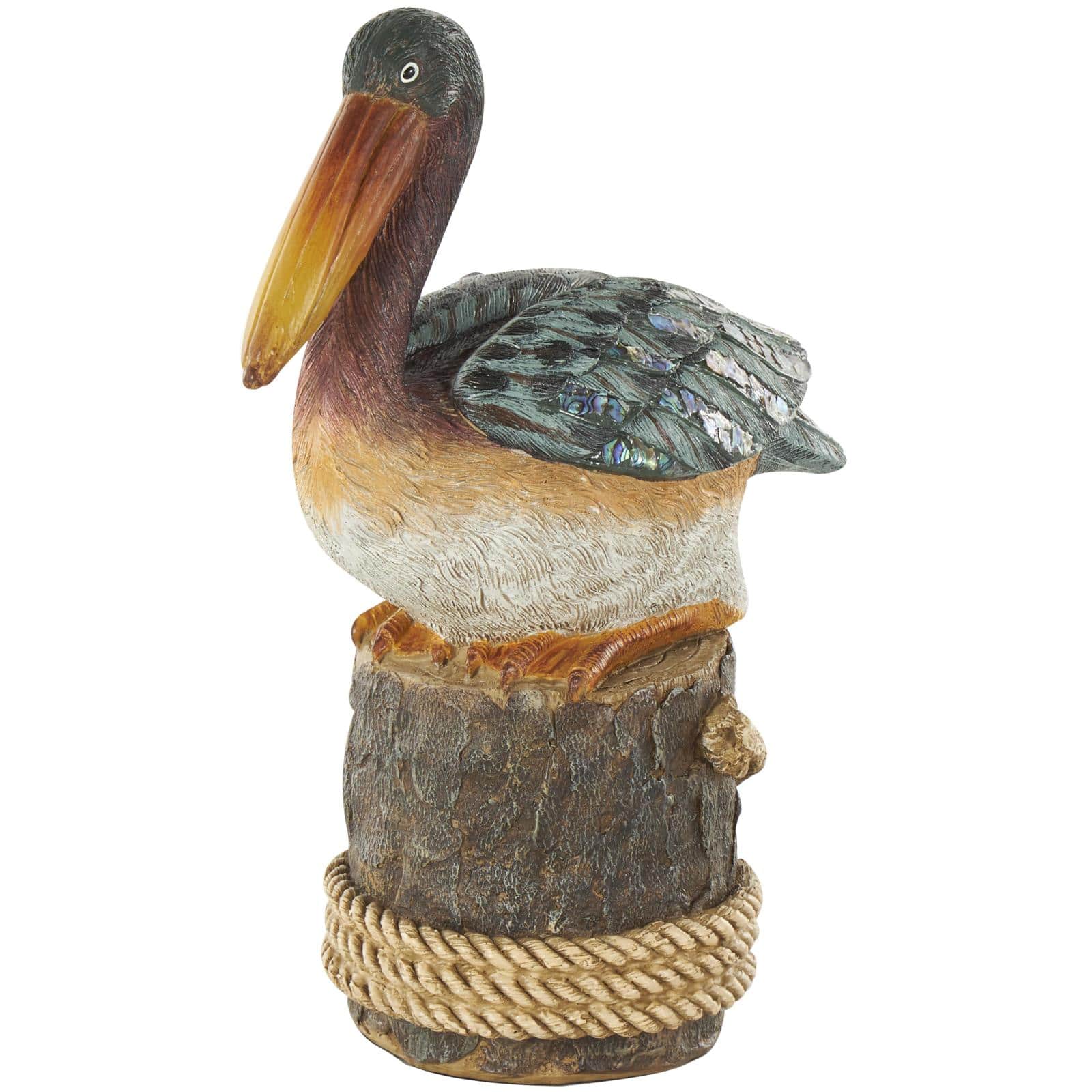 12" Teal Pelican Textured Sitting Sculpture