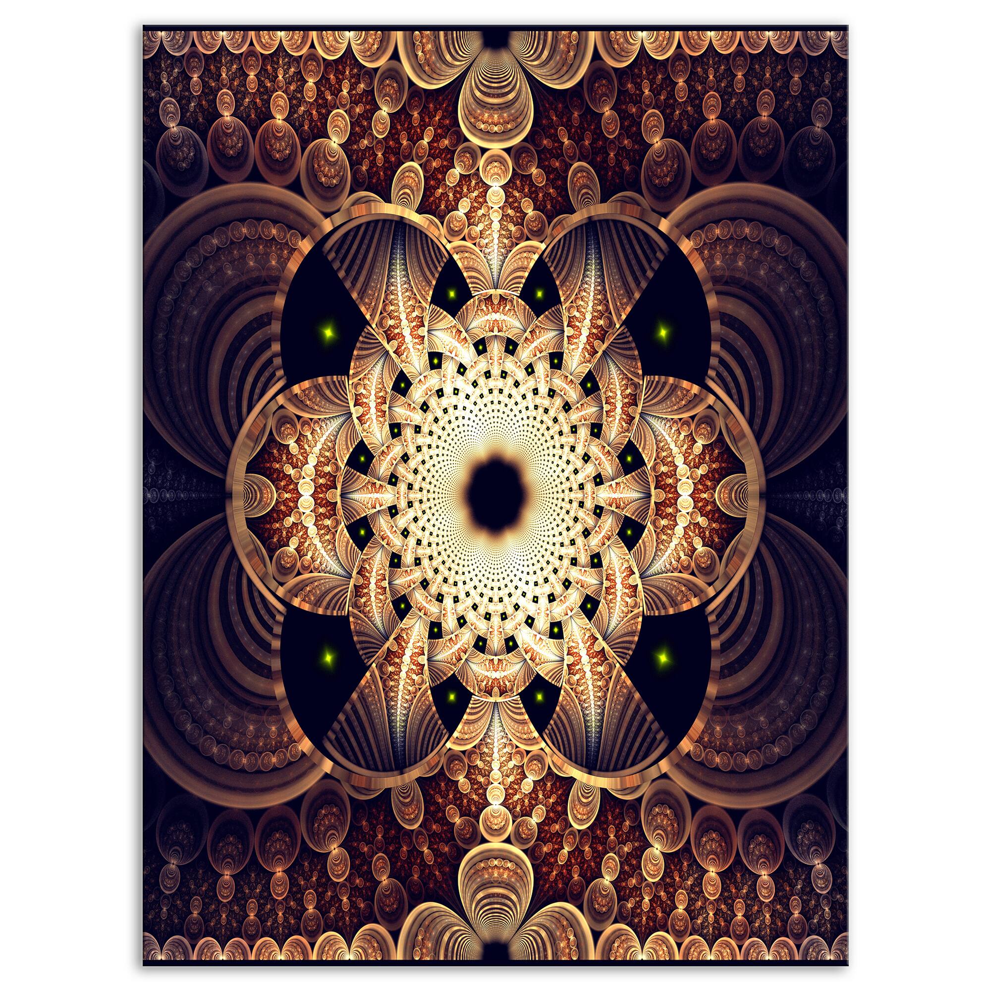 Designart - Brown Red Fractal Flower Pattern Digital