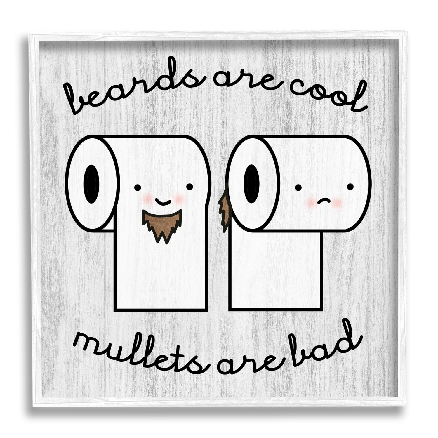Stupell Industries Beards Vs. Mullets Toilet Paper Bathroom Humor Expression Framed Giclee Art