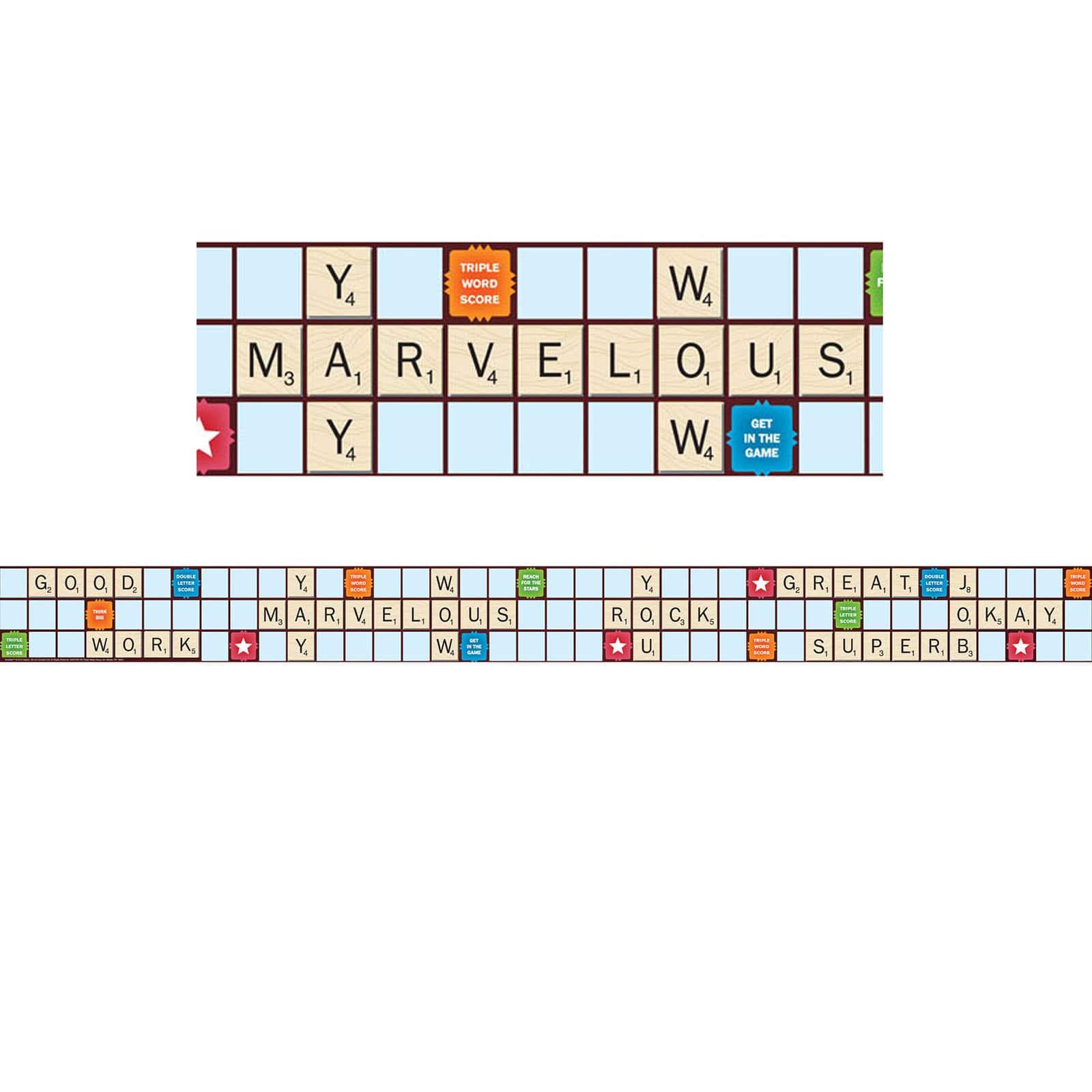 Eureka&#xAE; Scrabble&#x2122; Letters Extra Wide Die Cut Deco Trim&#xAE;, 111ft.