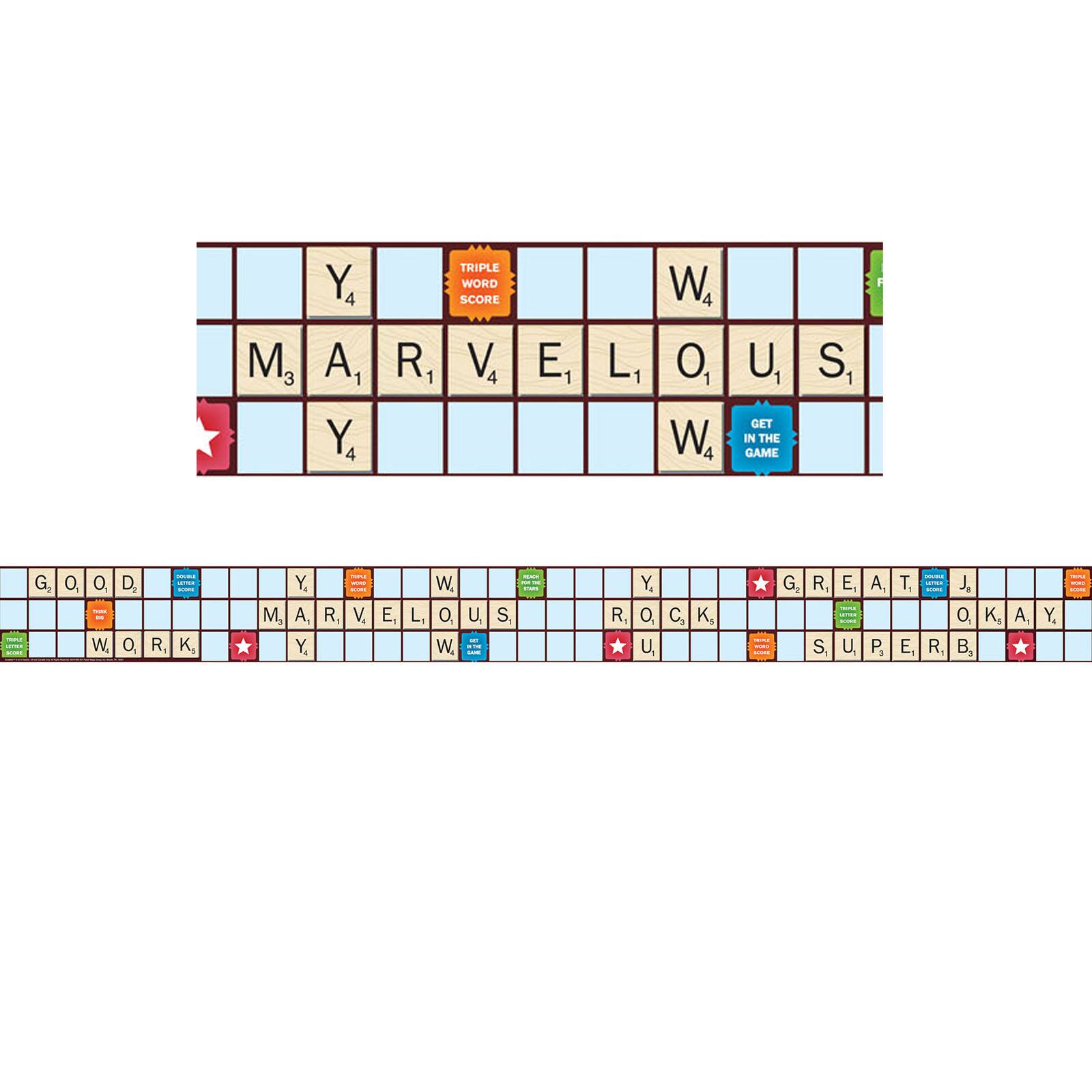 Eureka® Scrabble™ Letters Extra Wide Die Cut Deco Trim®, 111ft.