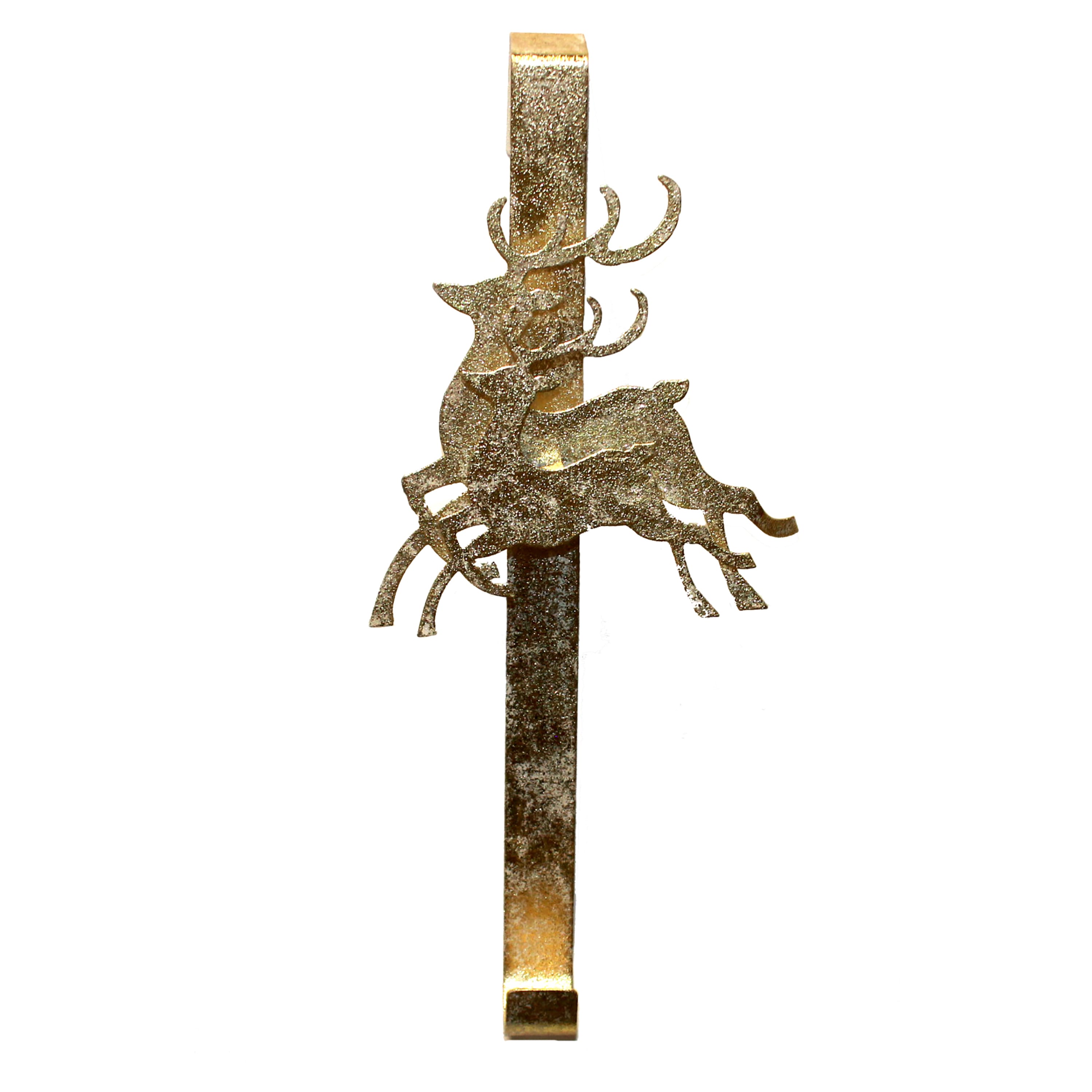 14" Gold Reindeers Metal Wreath Hanger