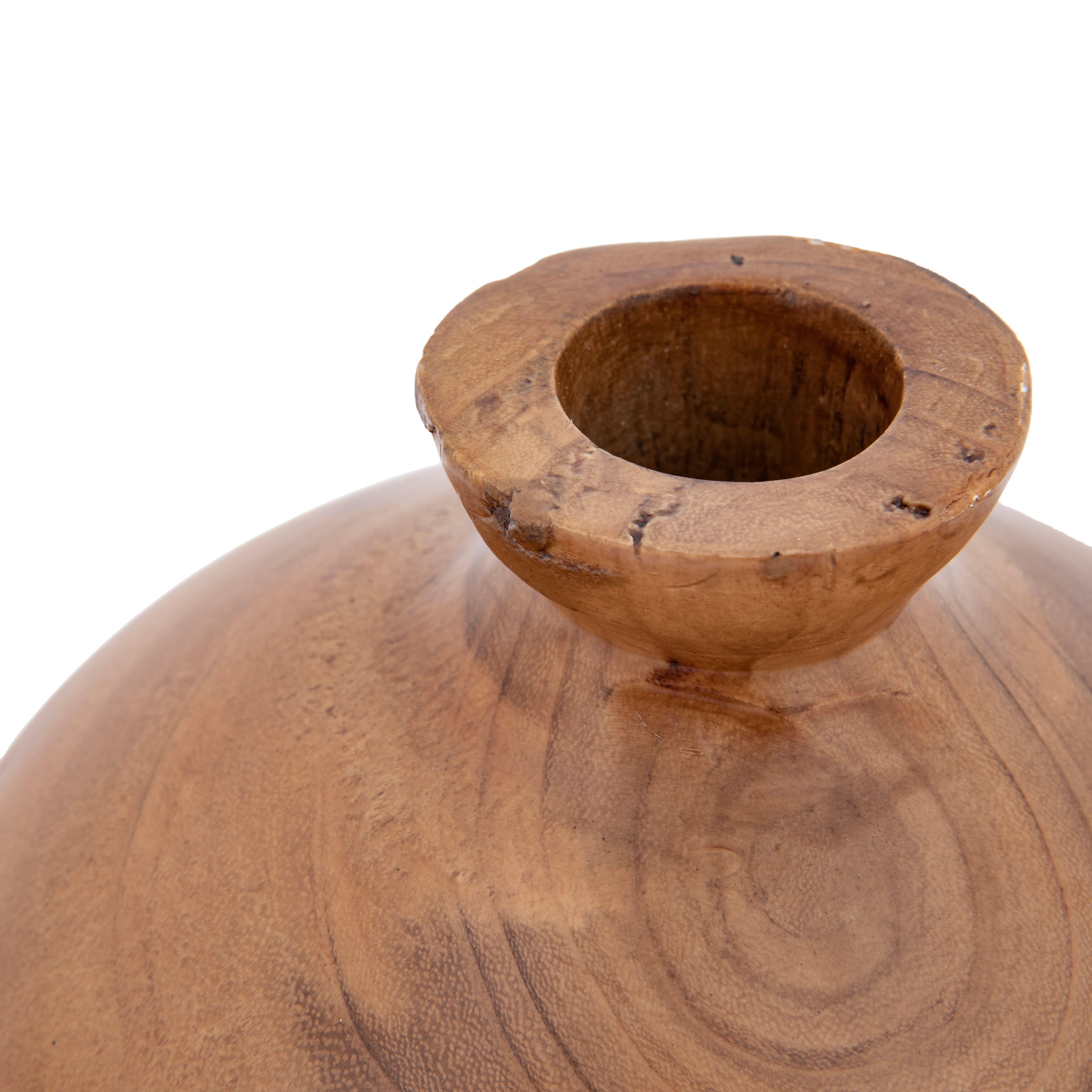 Hello Honey® 5" Walnut Finish Decorative Paulownia Wood Vase