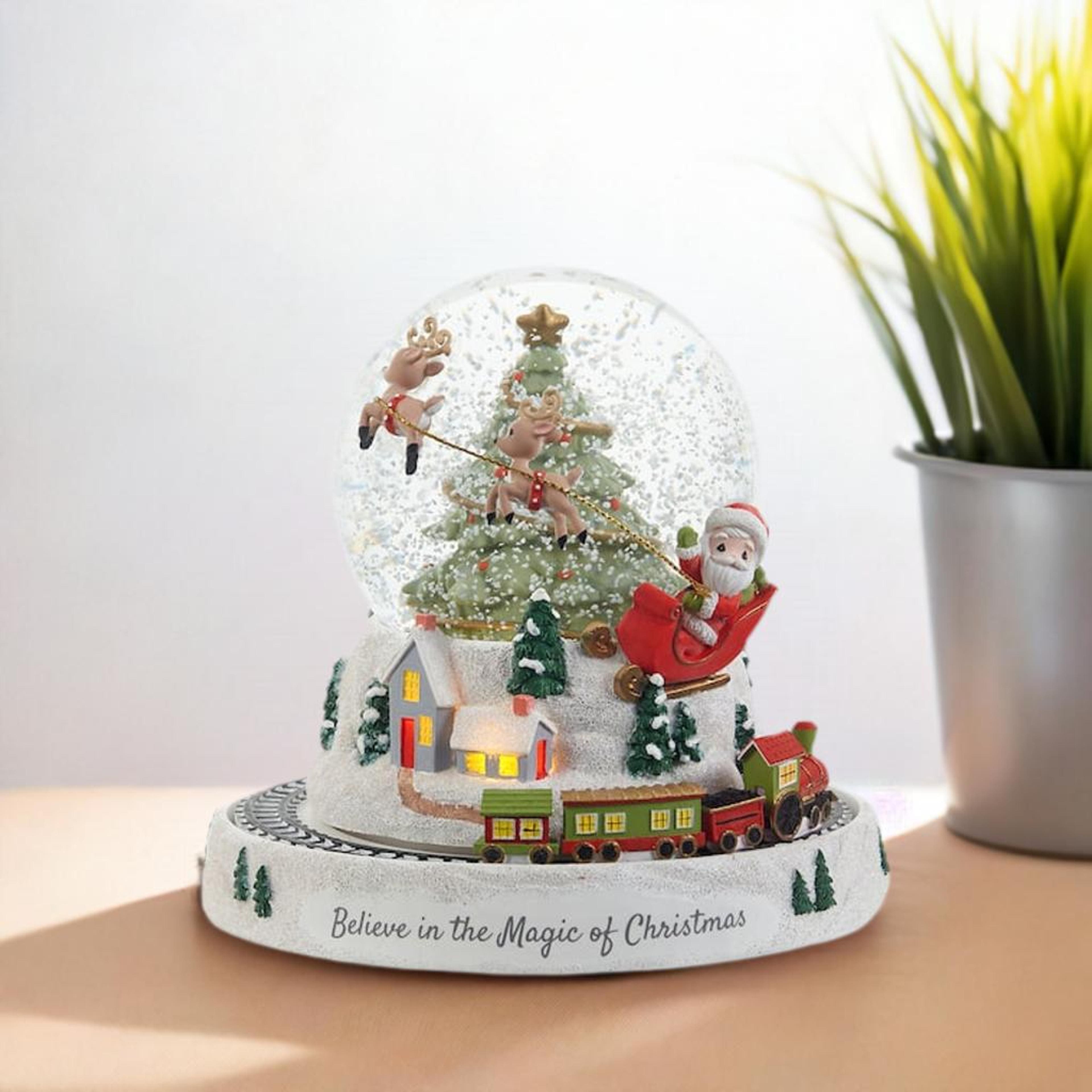 Precious Moments Believe In The Magic Of Christmas LED Musical Rotating Resin &#x26; Glass Snow Globe