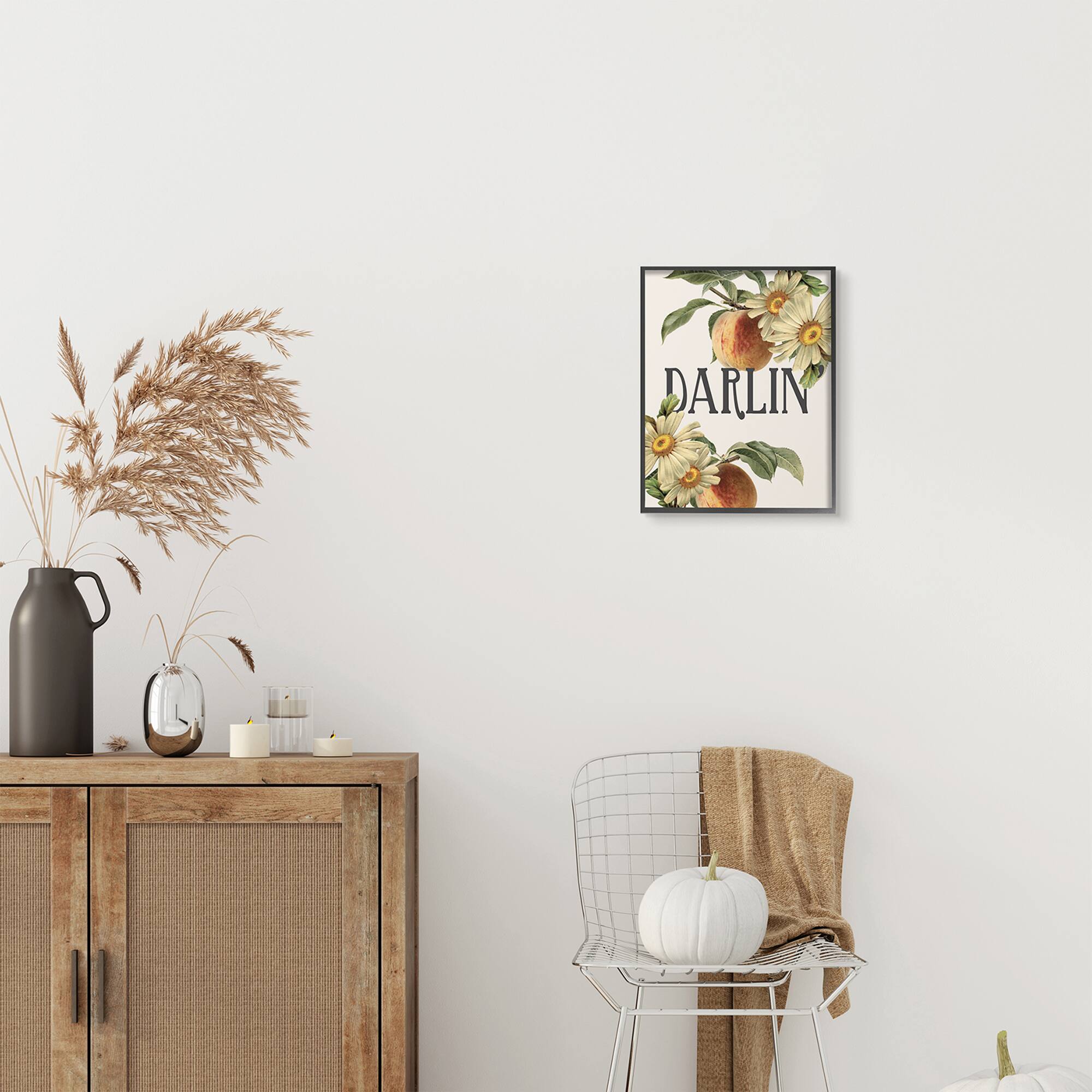Stupell Industries Darlin&#x27; Southern Phrase Vintage Peach Tree in Black Frame Wall Art