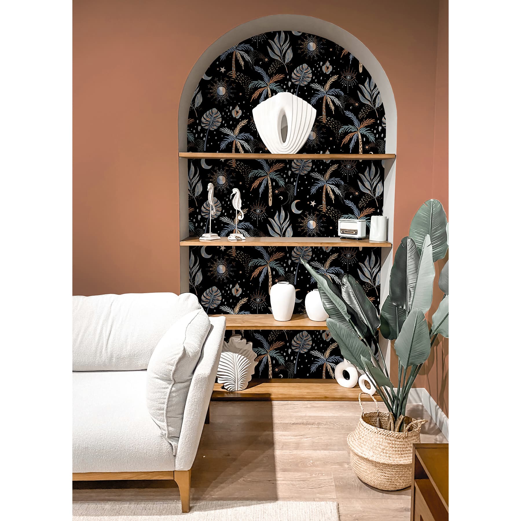 RoomMates Black Nuit Tropicale Peel & Stick Wallpaper