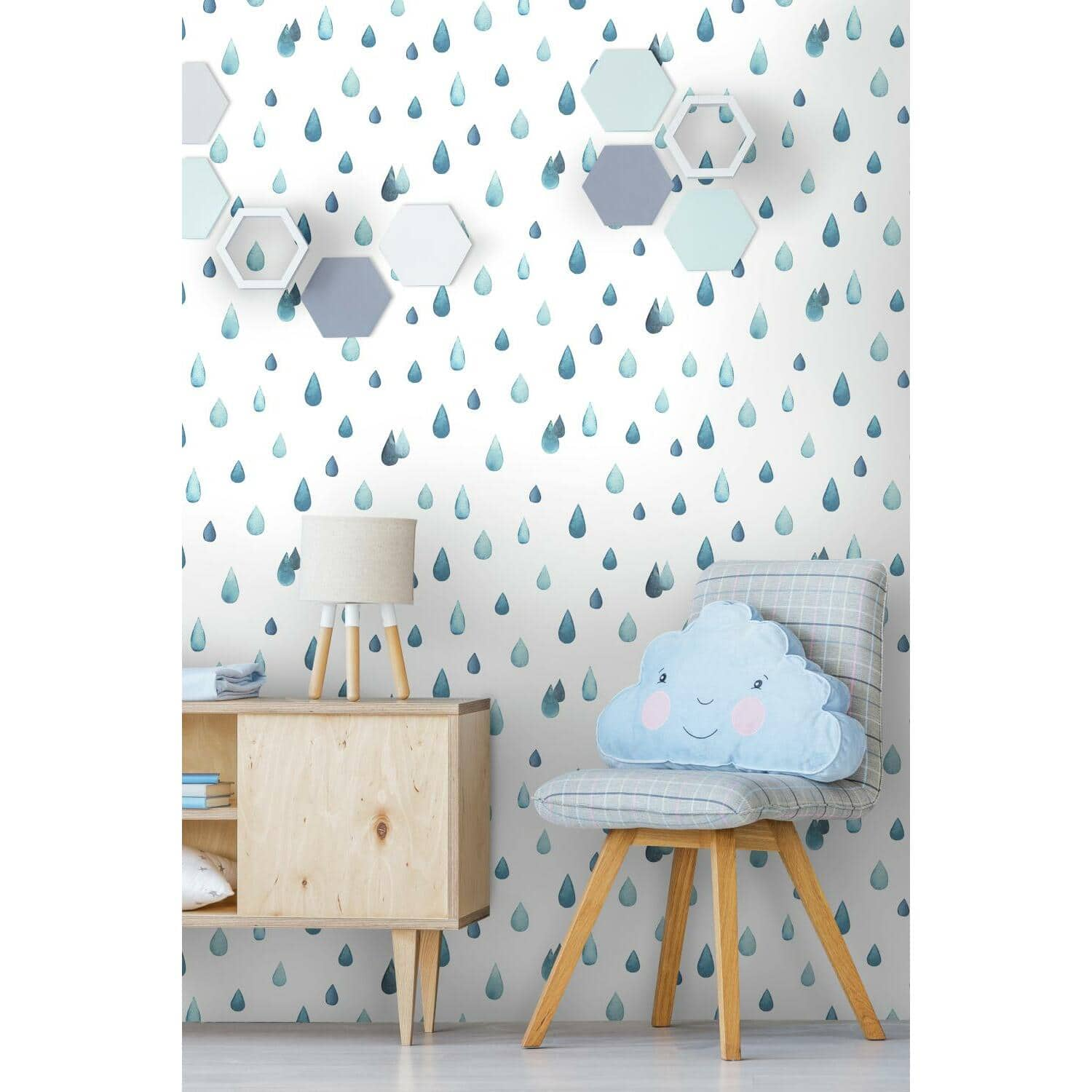 RoomMates Clara Jean Raindrops Peel &#x26; Stick Wallpaper