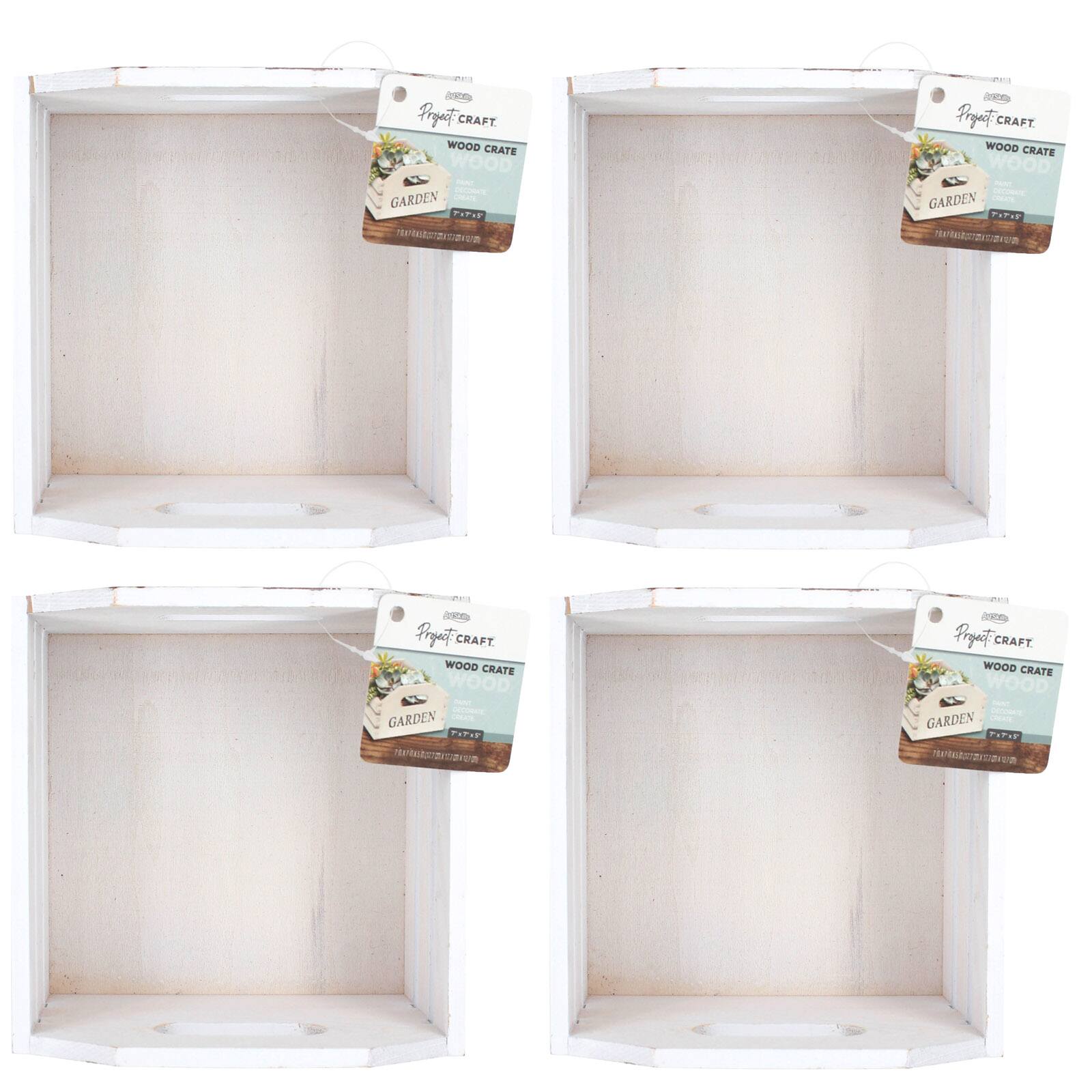 ArtSkills® 7" Medium Rustic Whitewash Crate, 4ct.