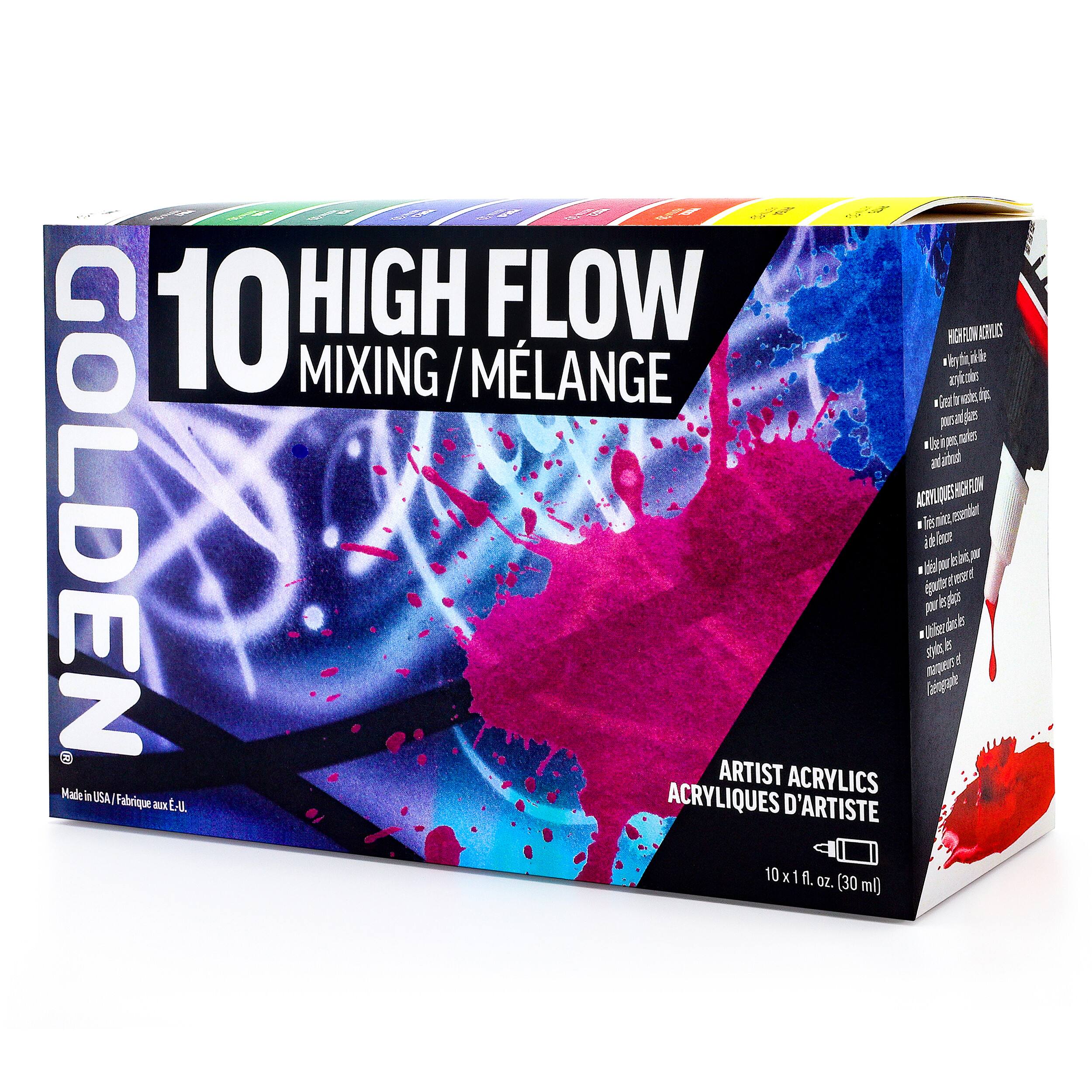 Golden&#xAE; High Flow Acrylic 10 Color Paint Mixing Set