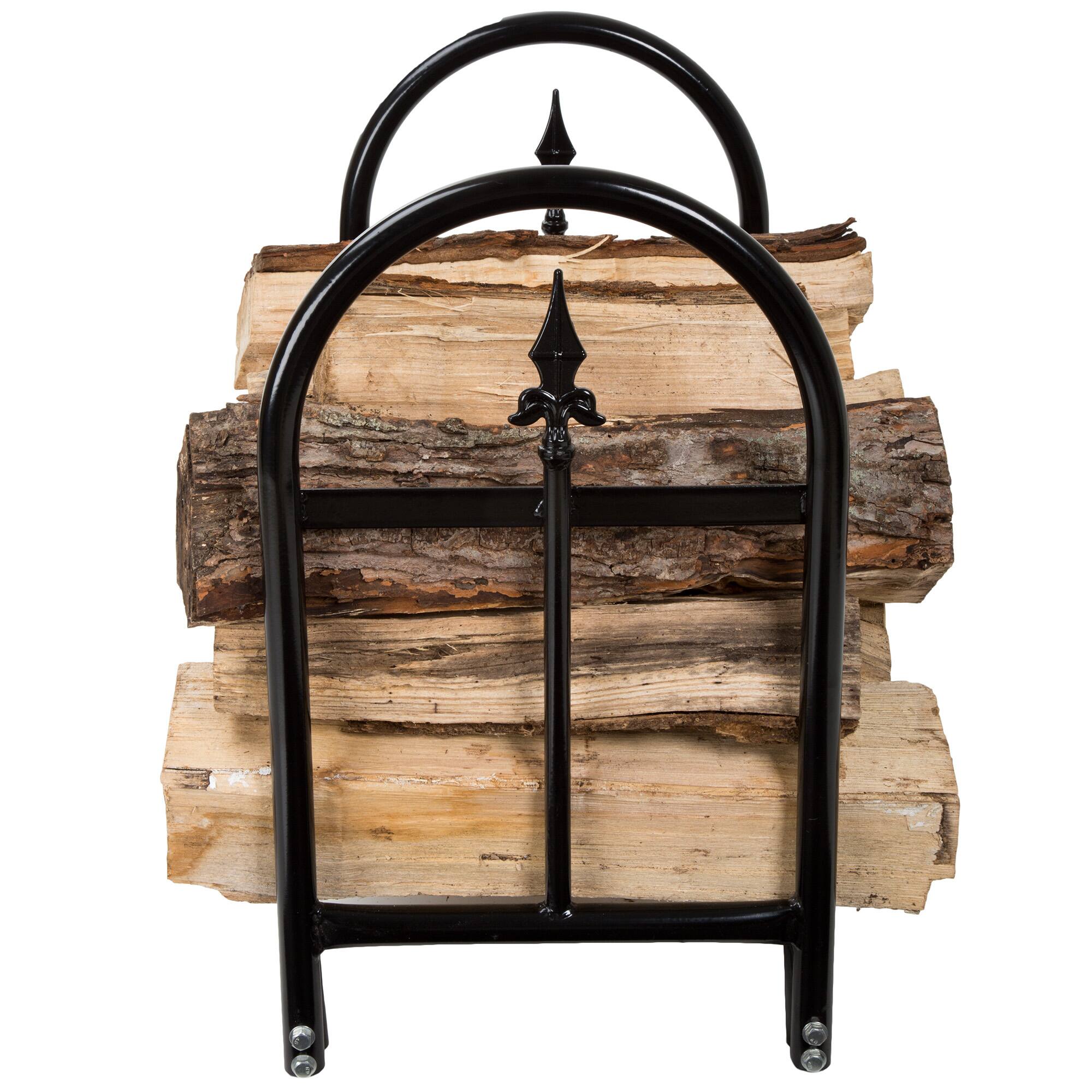 Hastings Home Black Finial Indoor Firewood Storage Rack