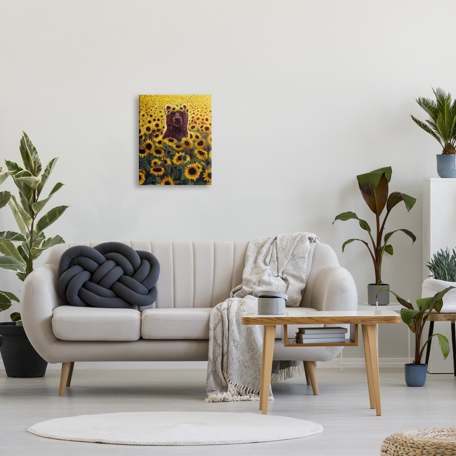 Stupell Industries Happy Bear Sunflower Field Canvas Wall Art