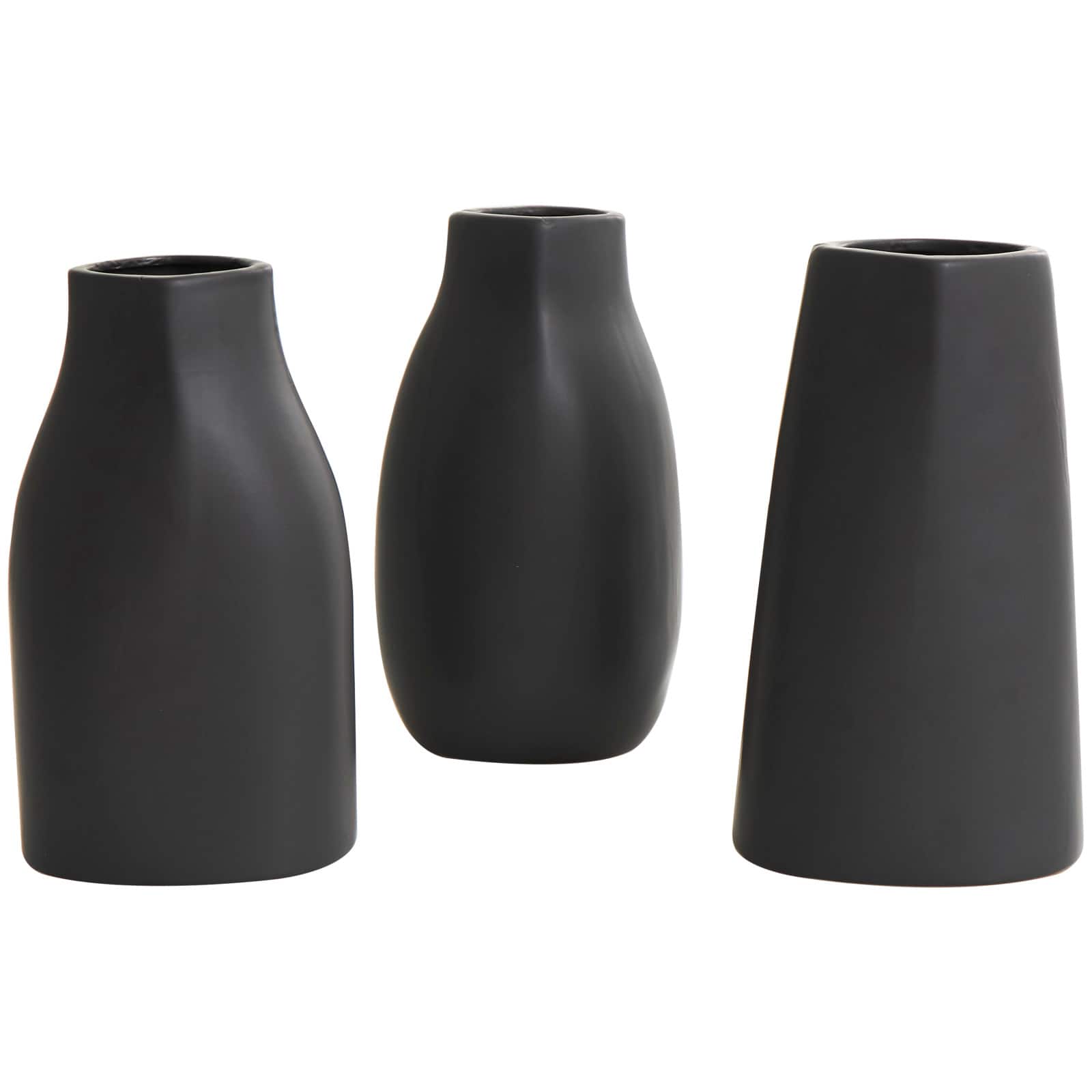 9&#x22; Black Ceramic Minimalistic Vase Set