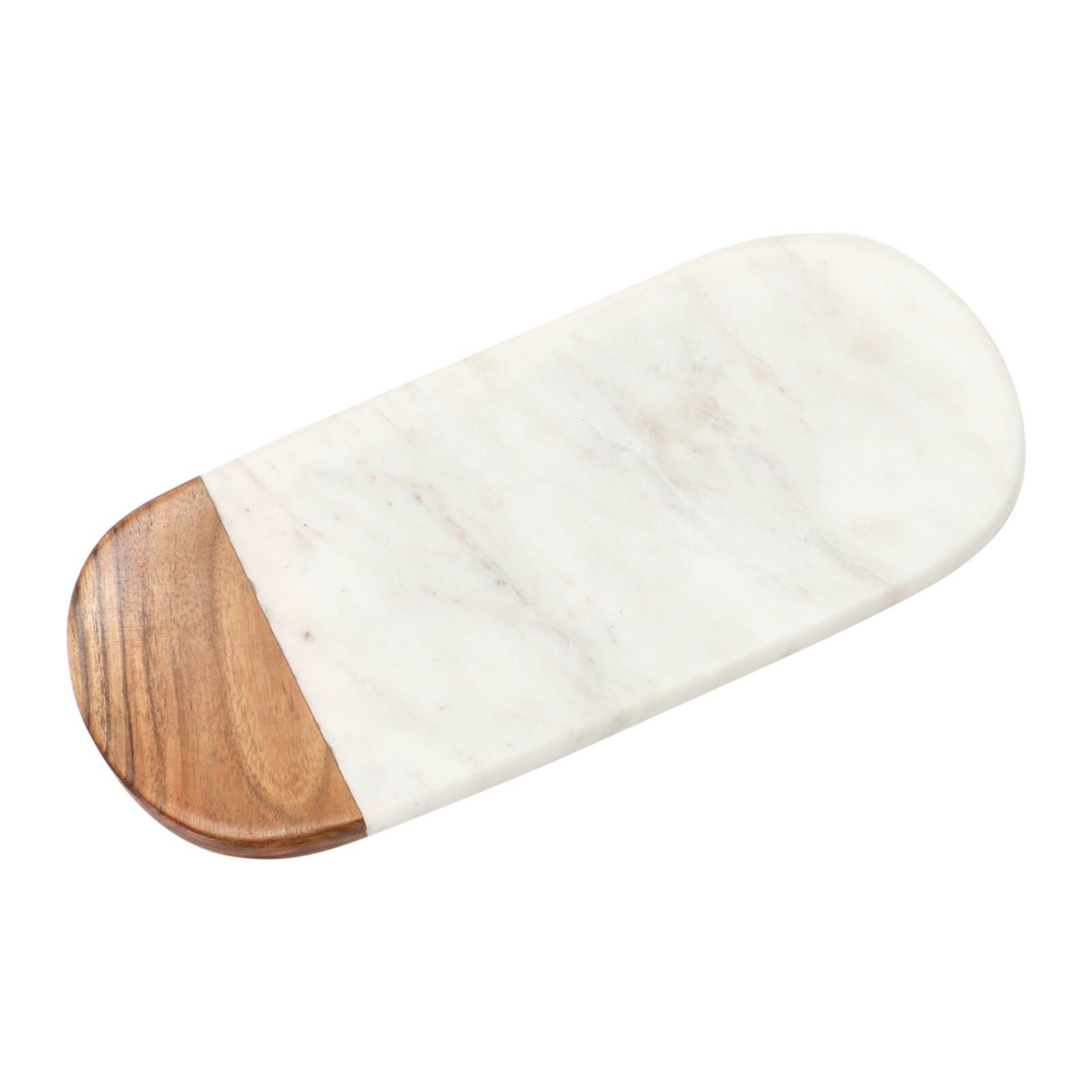Hello Honey® 12" White Marble & Acacia Wood Serving Tray