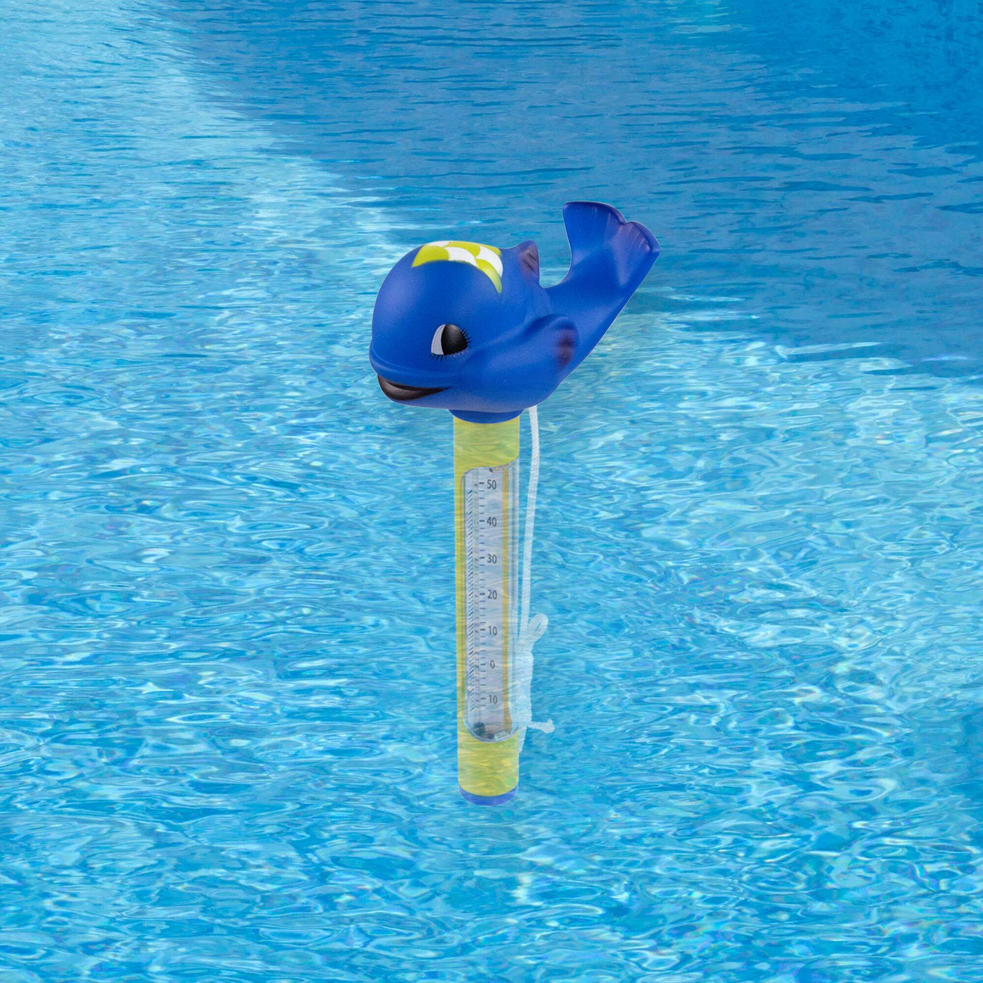 9" Blue Whale Floating Swimming Pool Thermometer with Cord