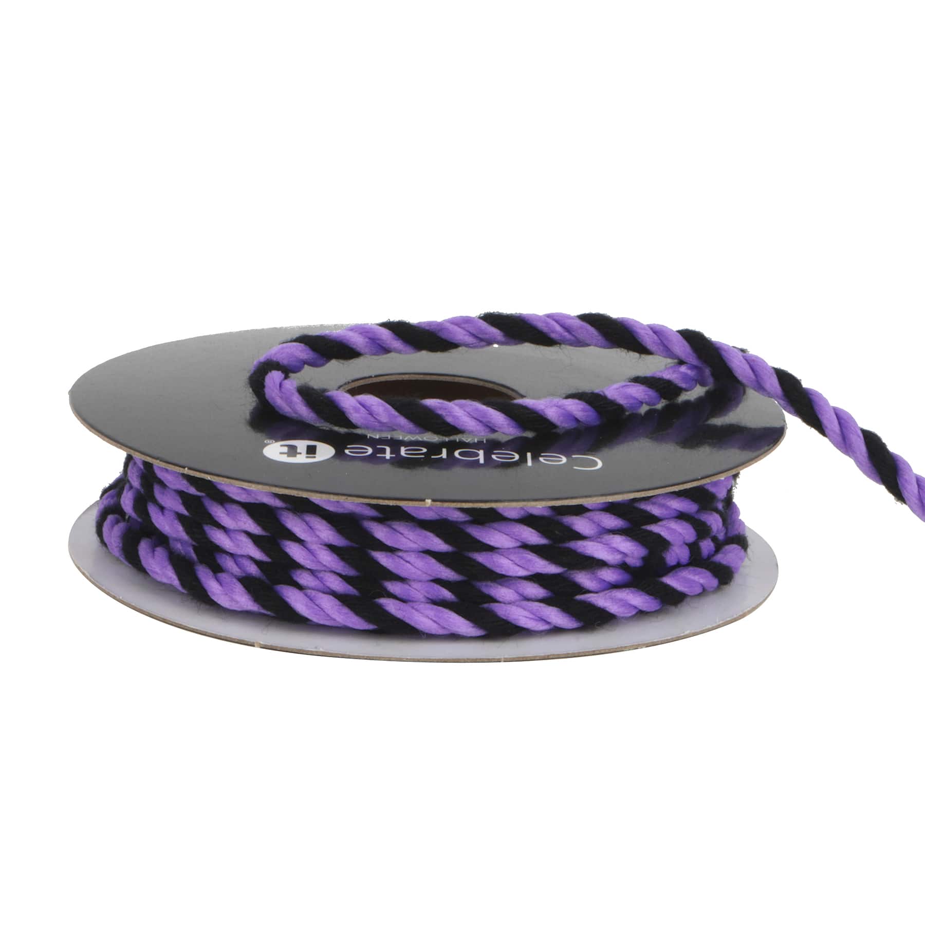1/8&#x22; x 4yd. Purple &#x26; Black Twist Ribbon by Celebrate It&#xAE; Halloween