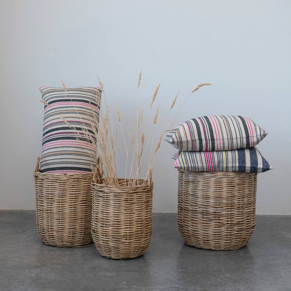 Hello Honey® Multicolor Stripes Cotton Blend Lumbar Pillow