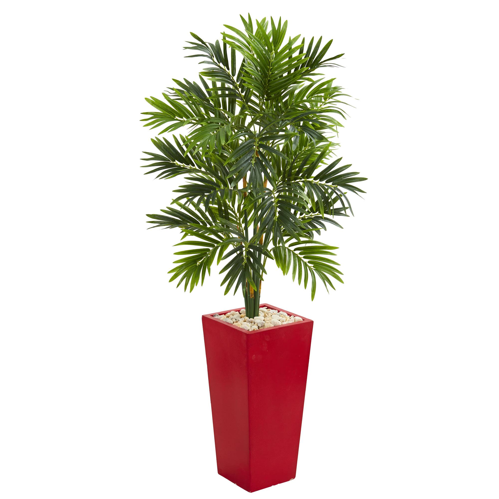 4.5ft. Areca Artificial Palm Tree in Red Planter Michaels