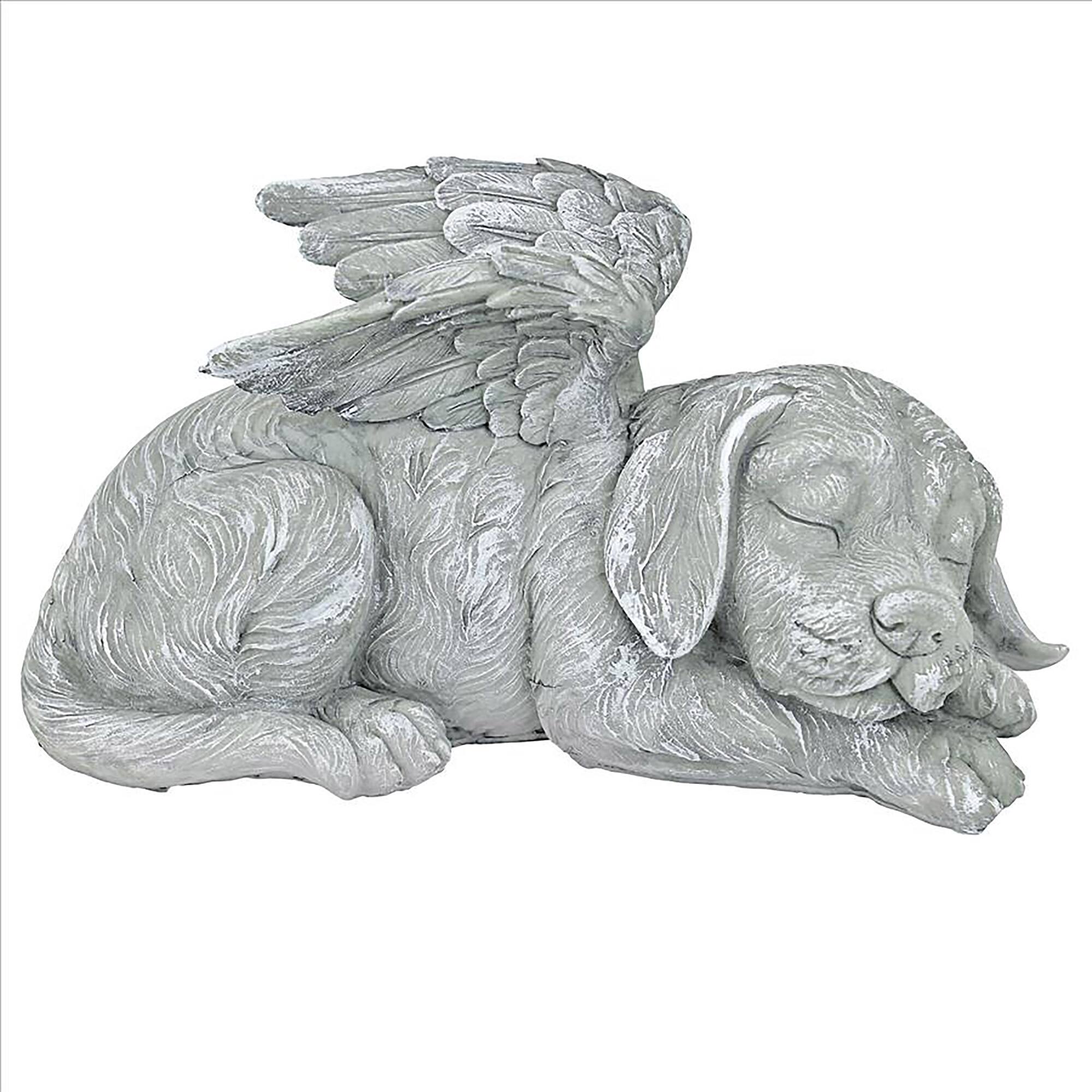 Design Toscano 10" Antique Stone Dog Memorial Angel Statue