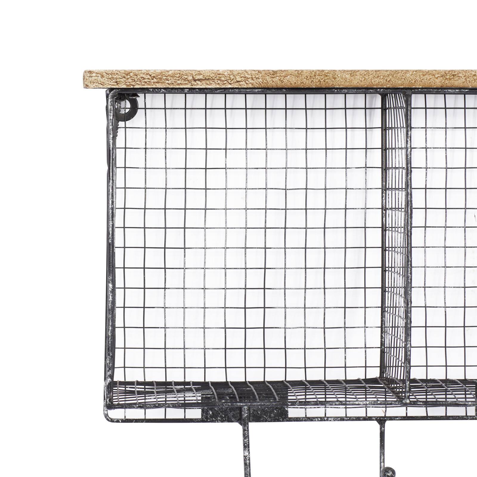 Black Iron Farmhouse Wall Hooks With Shelf