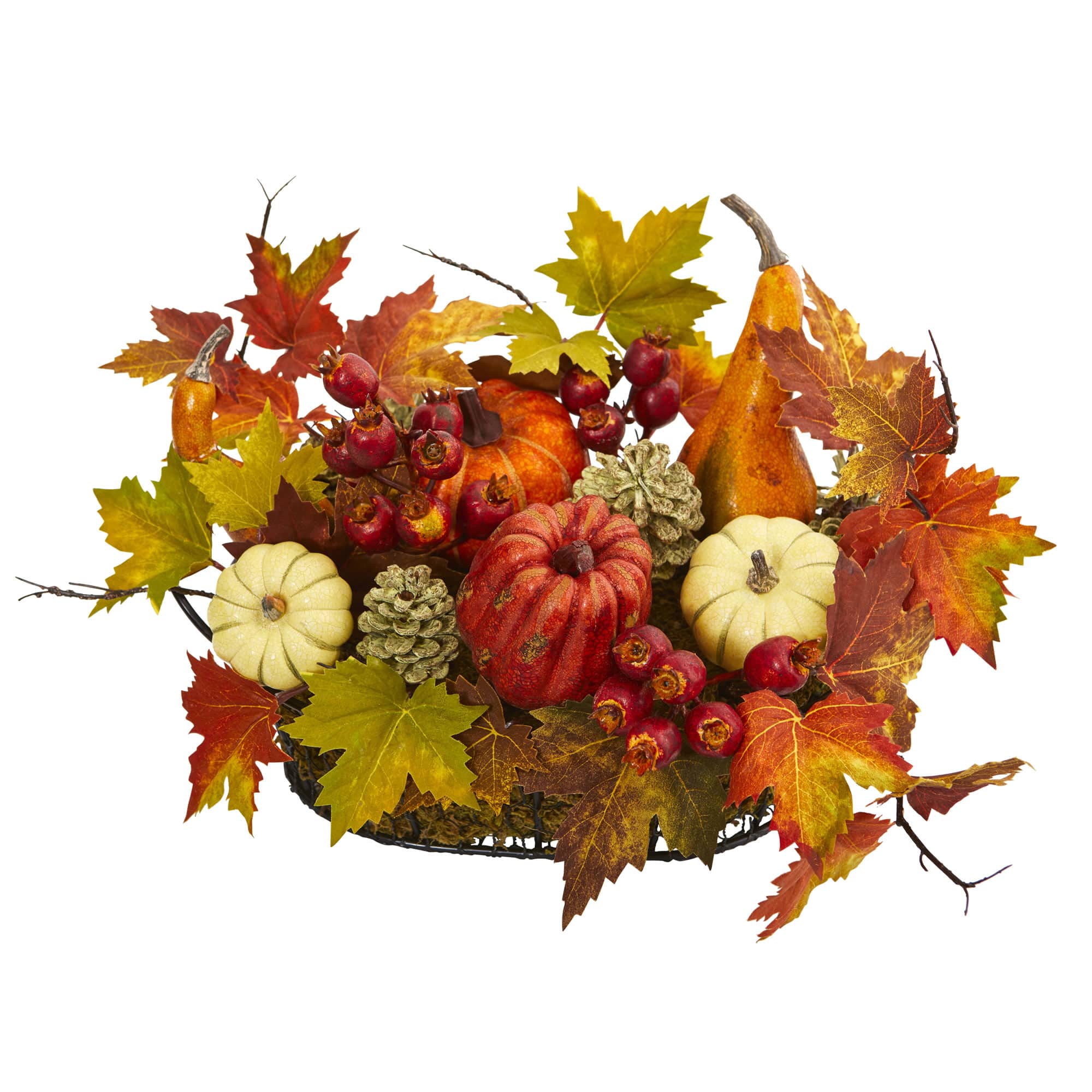 17&#x22; Pumpkin, Gourd, Berry &#x26; Maple Leaf Arrangement