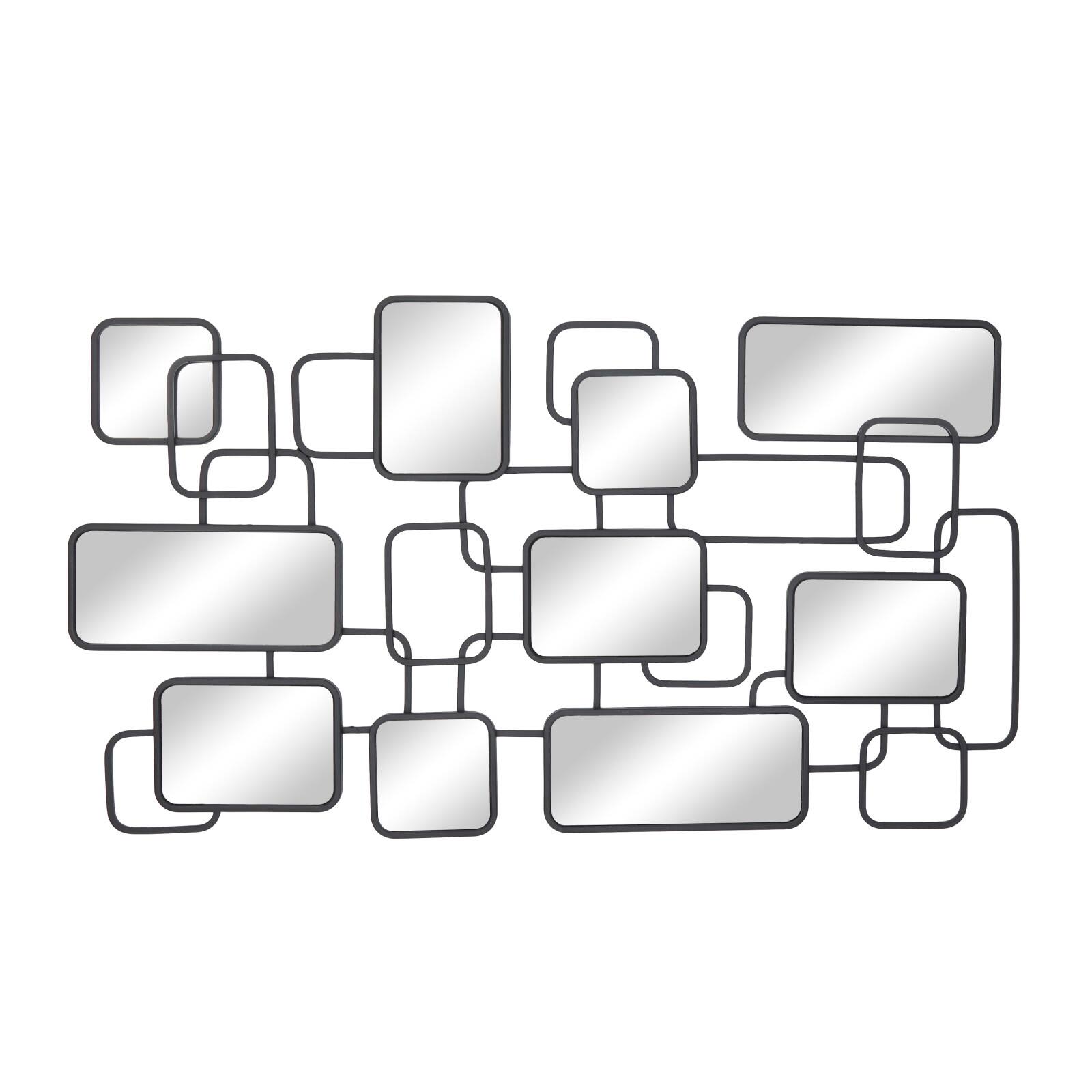 Black Modern Abstract Wall Mirror, 45" x 1" x 26"