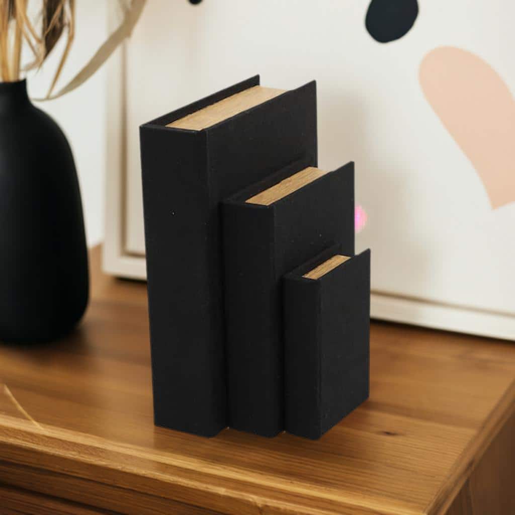 Black Linen Faux Book Box Set