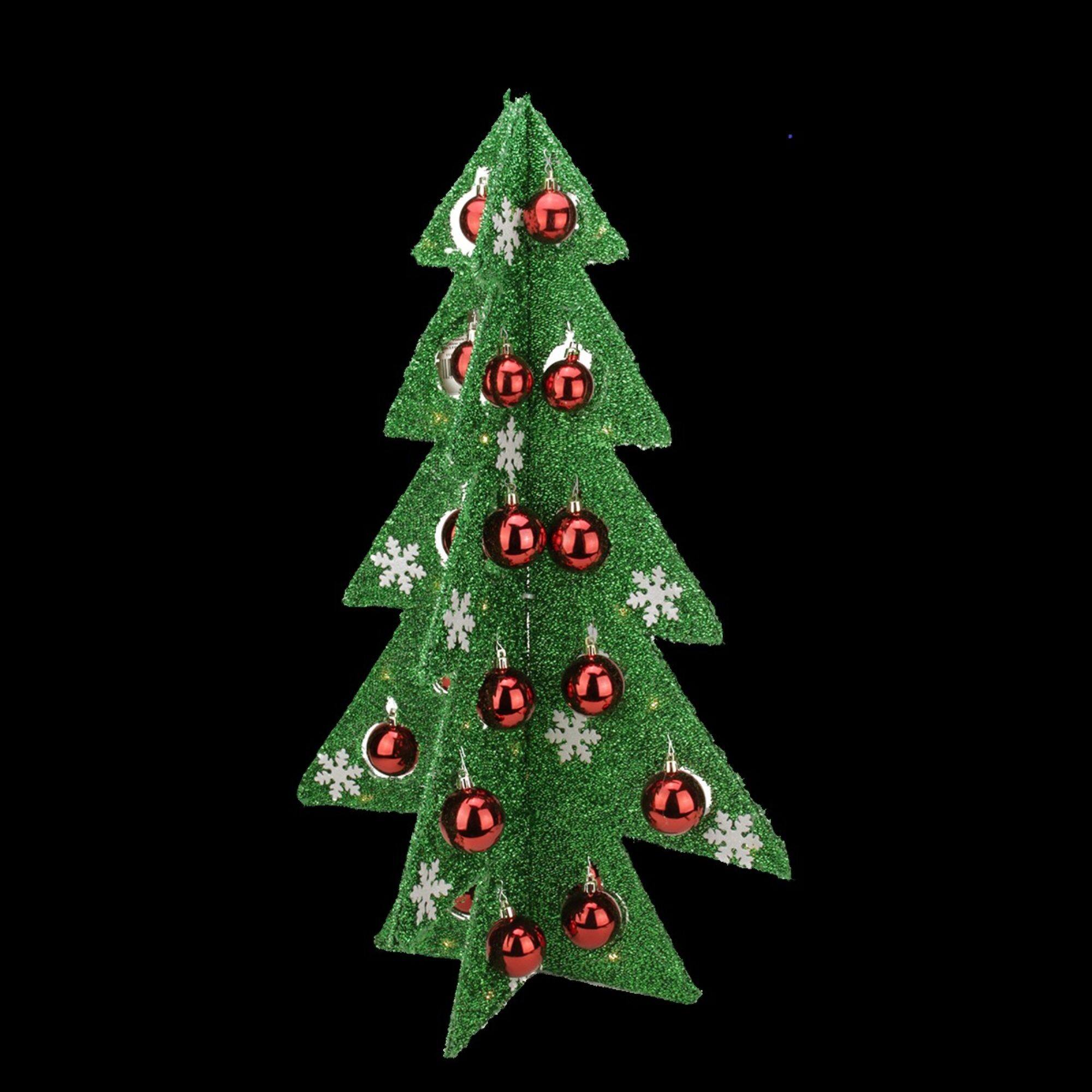 2.25ft. Pre-Lit Green &#x26; Red Tinsel Christmas Tree with LED Lights