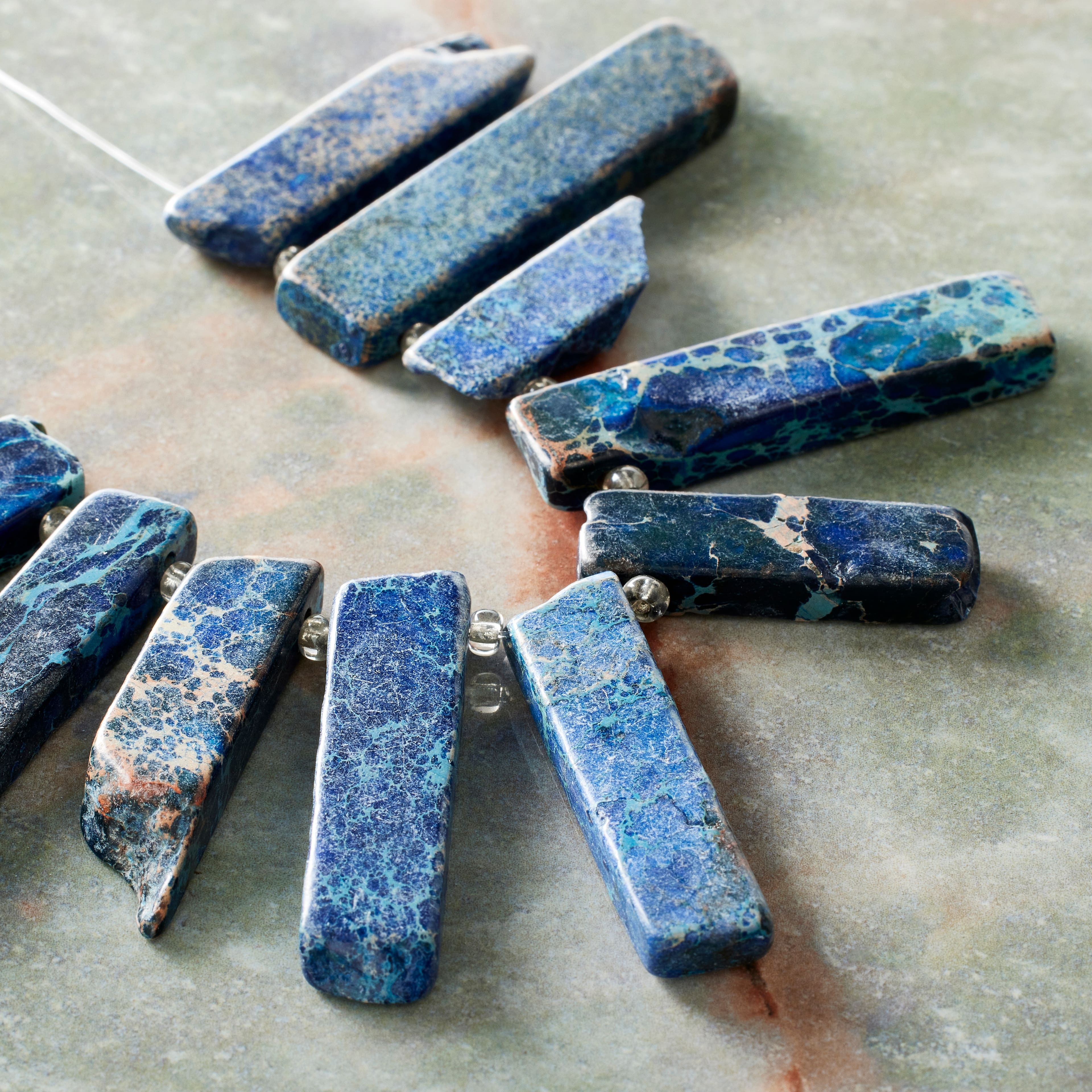 Blue Dyed Imperial Jasper Stick Beads by Bead Landing&#x2122;