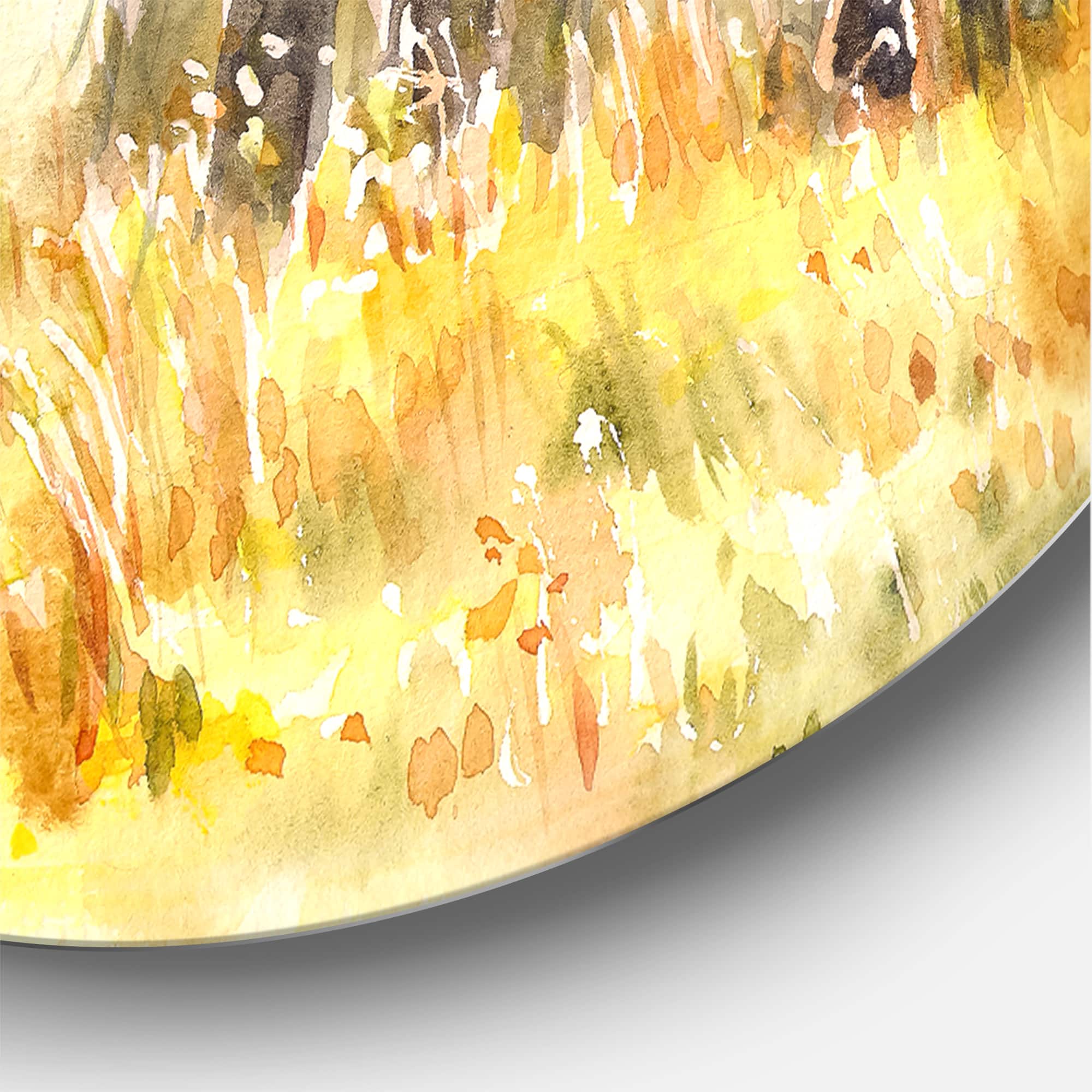 Designart - Bright Sunshine Through The Forest Trees IV - Traditional Metal Circle Wall Art