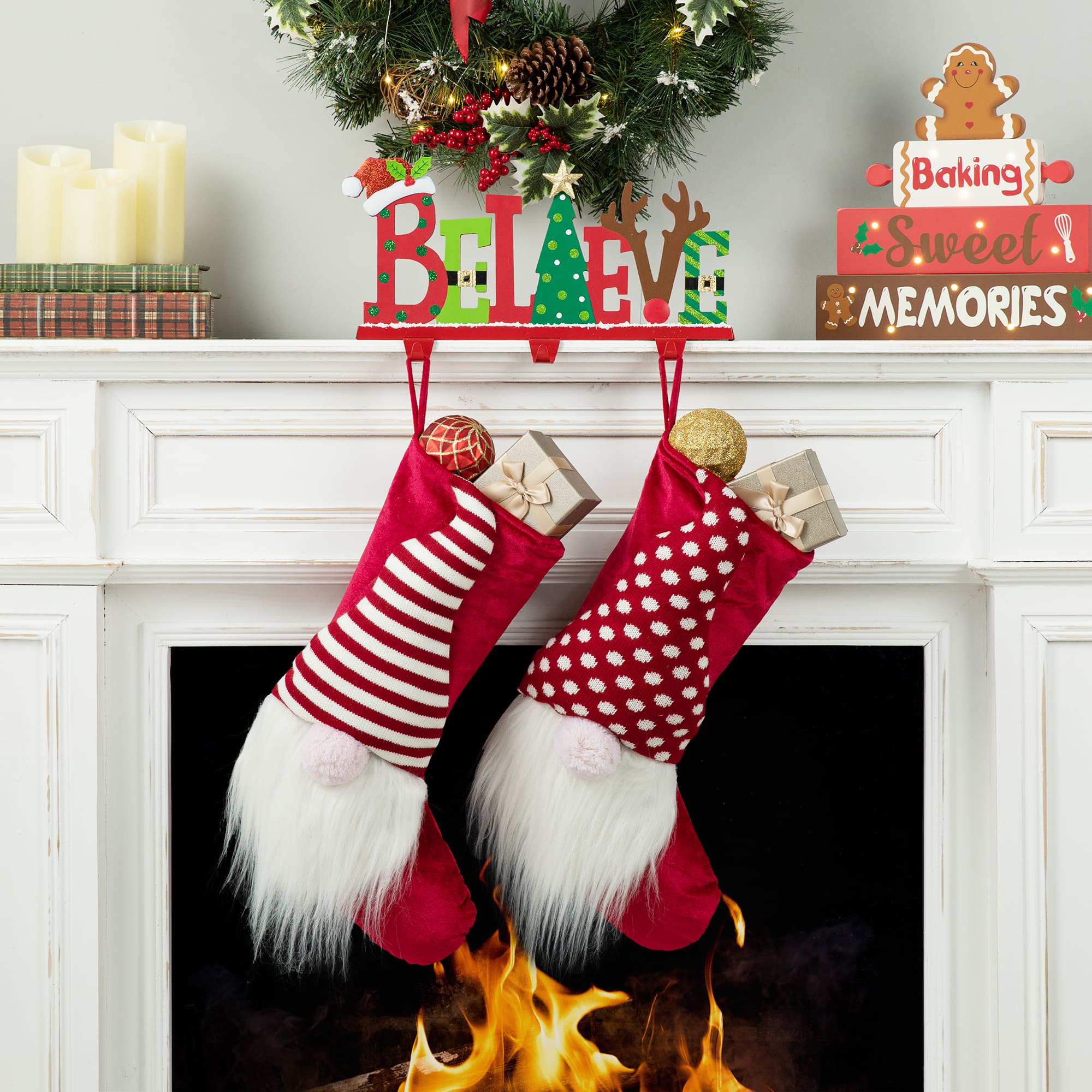 Glitzhome® 14.5'' BELIEVE Metal Christmas Stocking Holder